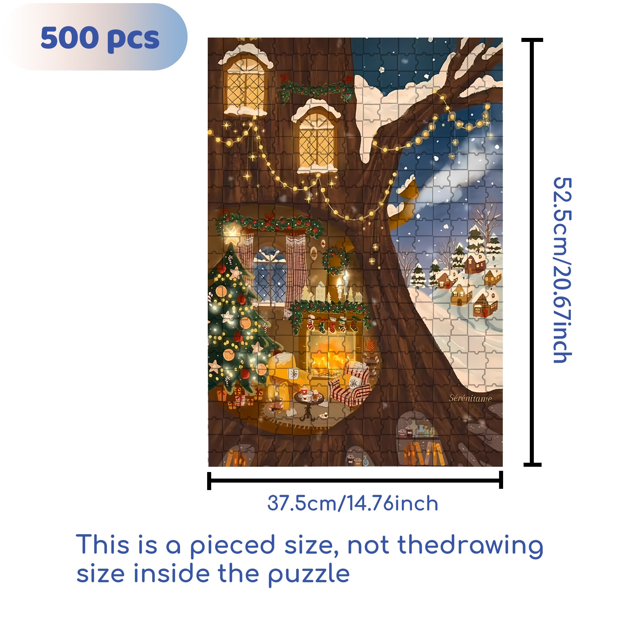 Christmas Tree House 500pcs/1000pcs Jigsaw Puzzle, Scratch-Resistant, Interactive Family Game & Brain-Boosting DIY Decor, Perfect for Halloween, Christmas & New Year Gifts, Family Puzzle Game