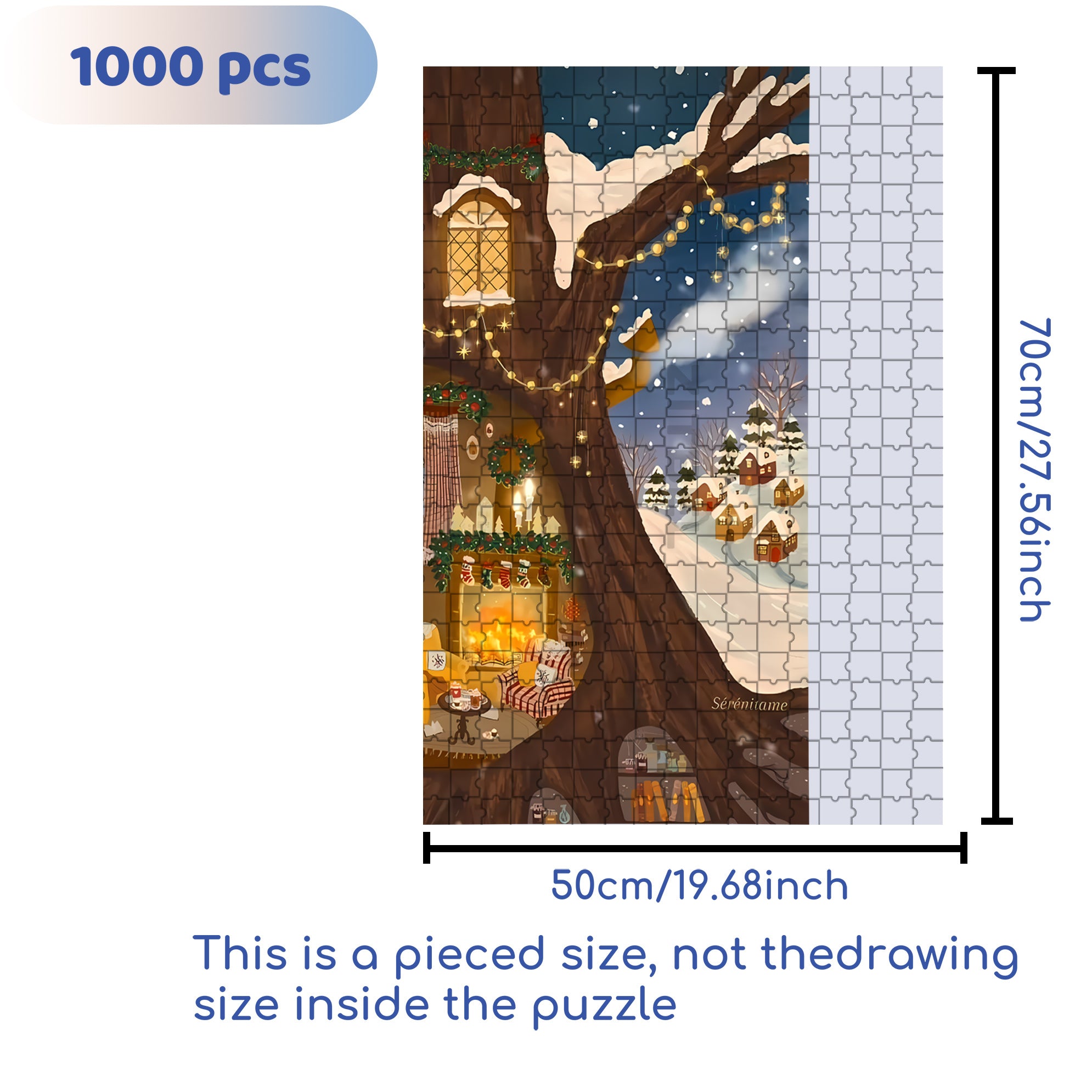 Christmas Tree House 500pcs/1000pcs Jigsaw Puzzle, Scratch-Resistant, Interactive Family Game & Brain-Boosting DIY Decor, Perfect for Halloween, Christmas & New Year Gifts, Family Puzzle Game