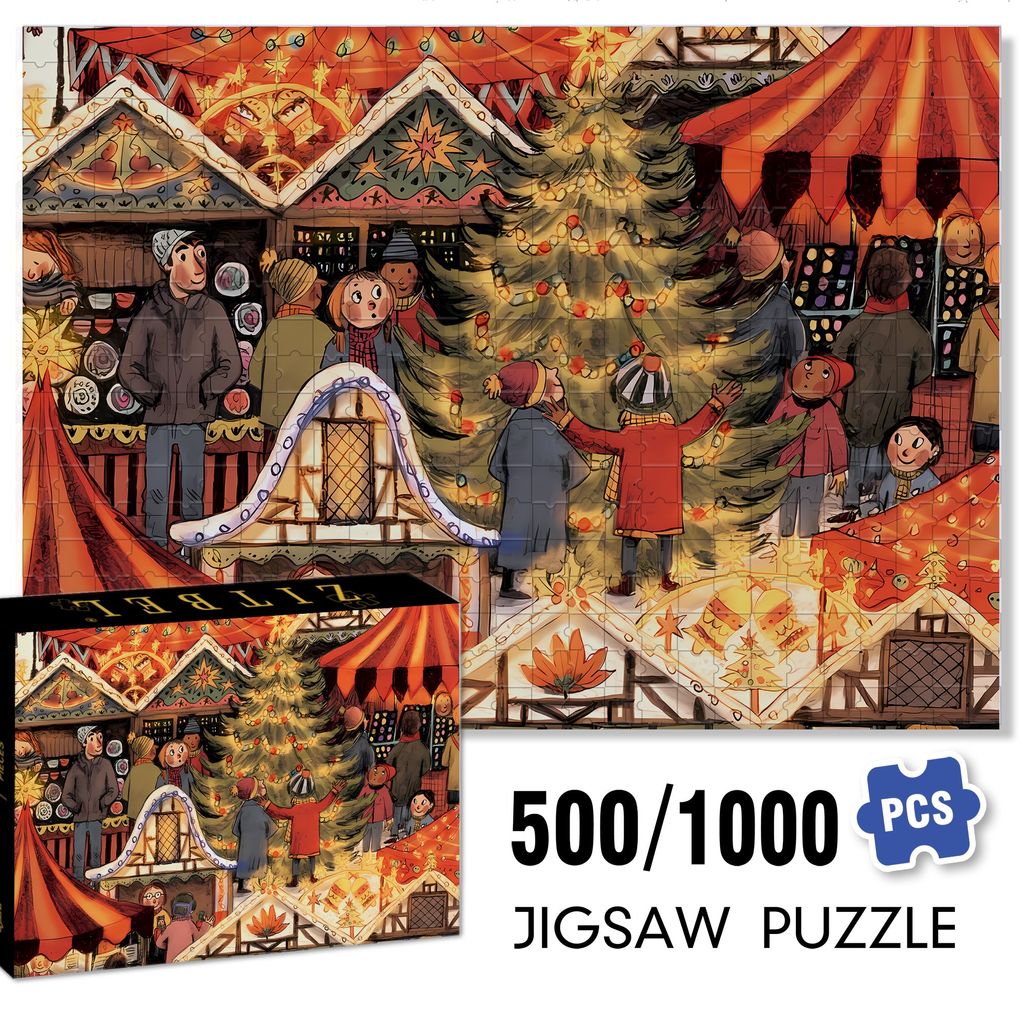 Christmas 500pcs/1000pcs Jigsaw Puzzle, Scratch-Resistant, Interactive Family Game & Brain-Boosting DIY Decor, Perfect for Halloween, Christmas & New Year Gifts, Family Puzzle Game