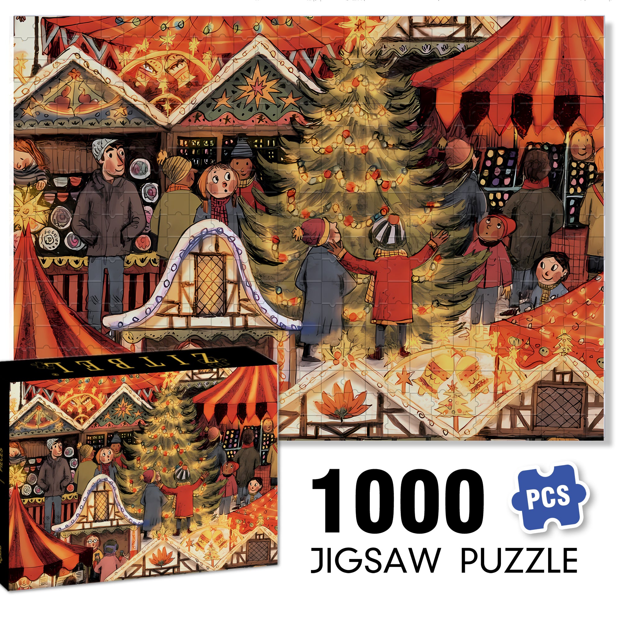 Christmas 500pcs/1000pcs Jigsaw Puzzle, Scratch-Resistant, Interactive Family Game & Brain-Boosting DIY Decor, Perfect for Halloween, Christmas & New Year Gifts, Family Puzzle Game