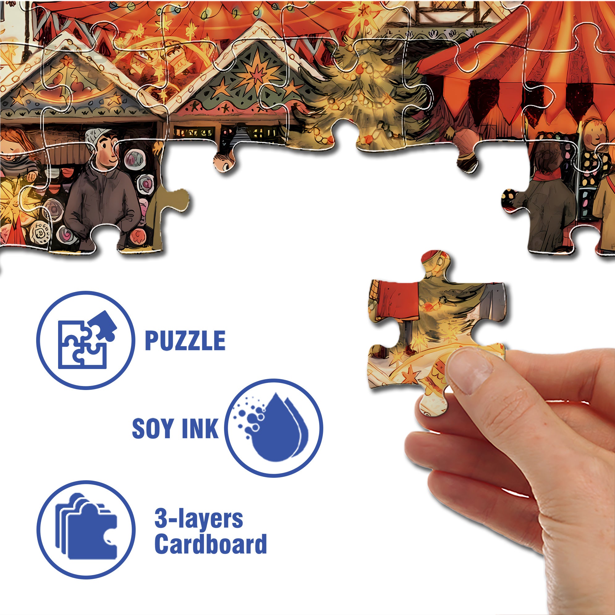 Christmas 500pcs/1000pcs Jigsaw Puzzle, Scratch-Resistant, Interactive Family Game & Brain-Boosting DIY Decor, Perfect for Halloween, Christmas & New Year Gifts, Family Puzzle Game