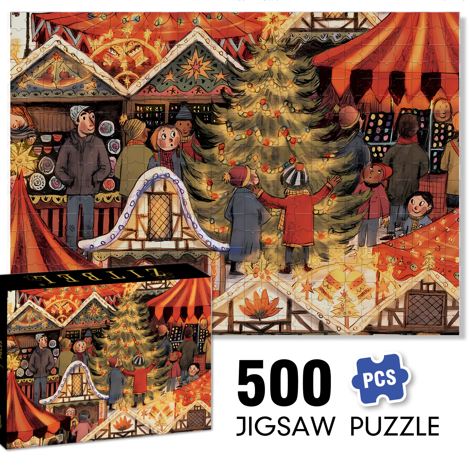 Christmas 500pcs/1000pcs Jigsaw Puzzle, Scratch-Resistant, Interactive Family Game & Brain-Boosting DIY Decor, Perfect for Halloween, Christmas & New Year Gifts, Family Puzzle Game
