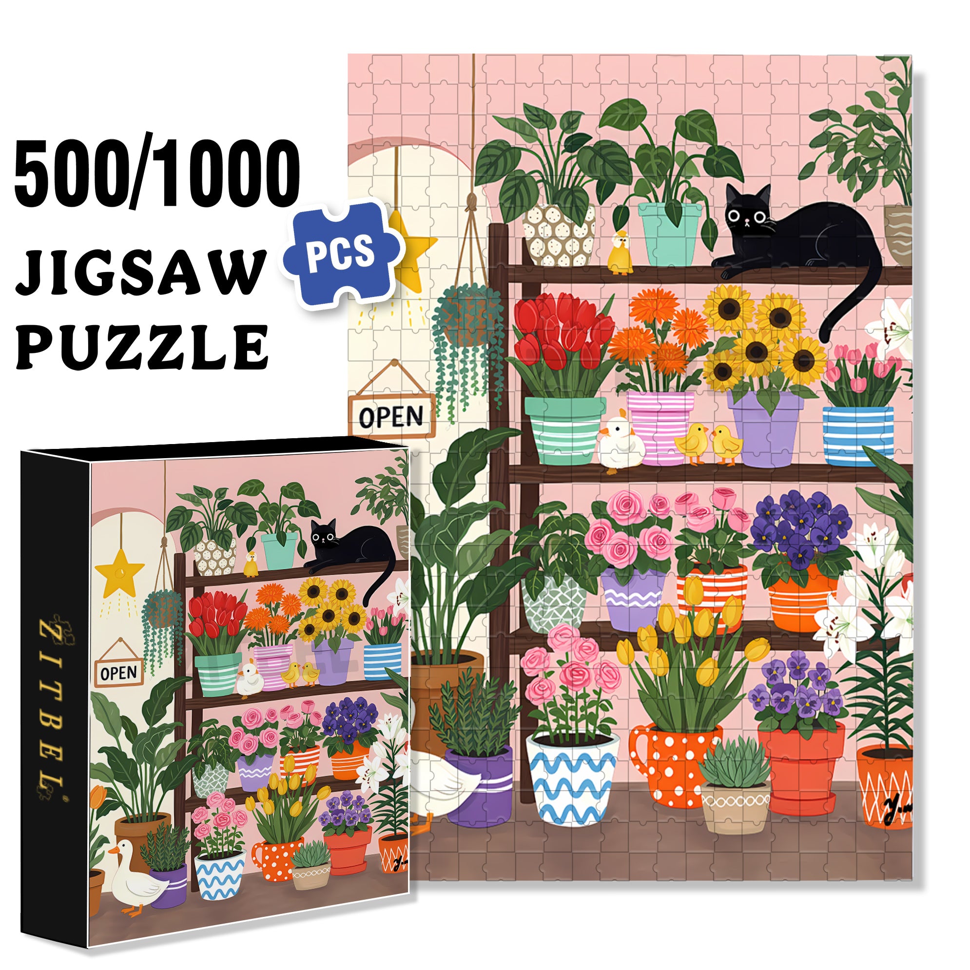 Colorful Spring 500pcs/1000pcs Jigsaw Puzzle, Scratch-Resistant, Interactive Family Game & Brain-Boosting DIY Decor, Perfect for Halloween, Christmas & New Year Gifts, Family Puzzle Game