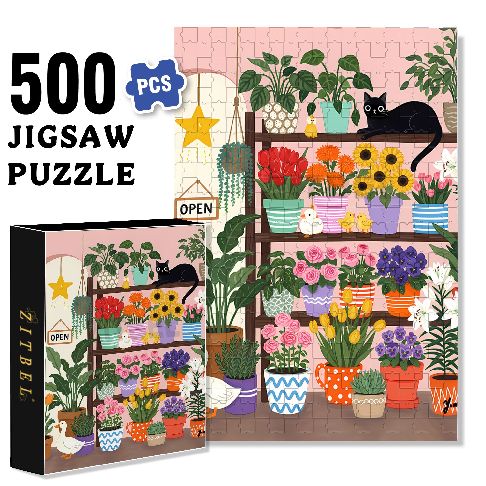 Colorful Spring 500pcs/1000pcs Jigsaw Puzzle, Scratch-Resistant, Interactive Family Game & Brain-Boosting DIY Decor, Perfect for Halloween, Christmas & New Year Gifts, Family Puzzle Game