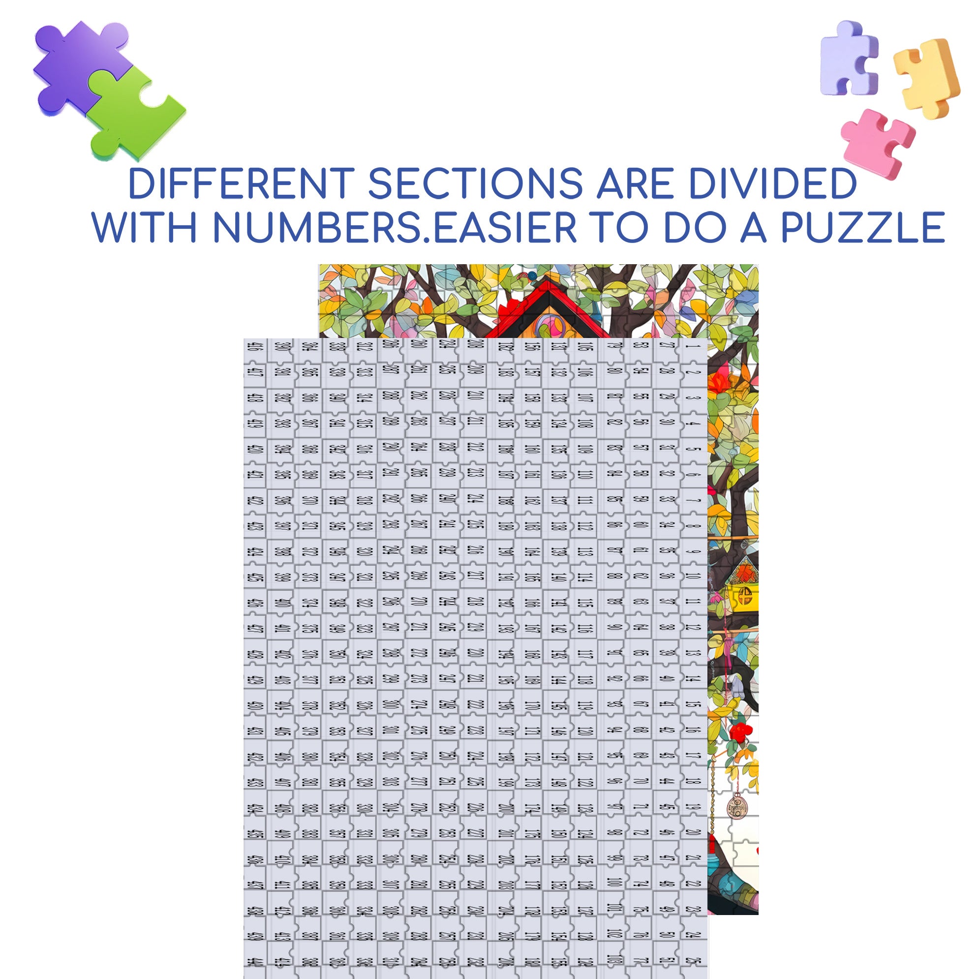 Colorful Treehouse 500pcs/1000pcs Jigsaw Puzzle, Scratch-Resistant, Interactive Family Game & Brain-Boosting DIY Decor, Perfect for Halloween, Christmas & New Year Gifts, Family Puzzle Game