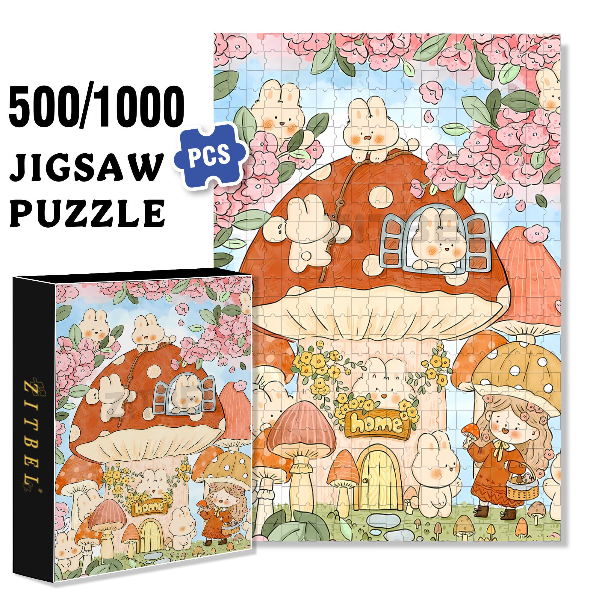 Fairy Tale World 500pcs/1000pcs Jigsaw Puzzle, Scratch-Resistant, Interactive Family Game & Brain-Boosting DIY Decor, Perfect for Halloween, Christmas & New Year Gifts, Family Puzzle Game