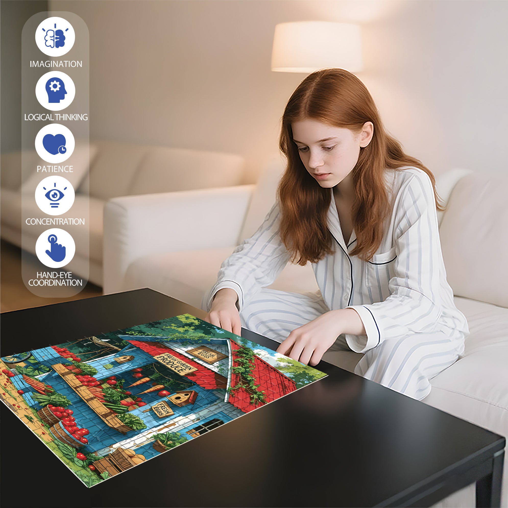 Farm Stand Fresh Produce 500pcs/1000pcs Jigsaw Puzzle, Scratch-Resistant, Interactive Family Game & Brain-Boosting DIY Decor, Perfect for Halloween, Christmas & New Year Gifts, Family Puzzle Game