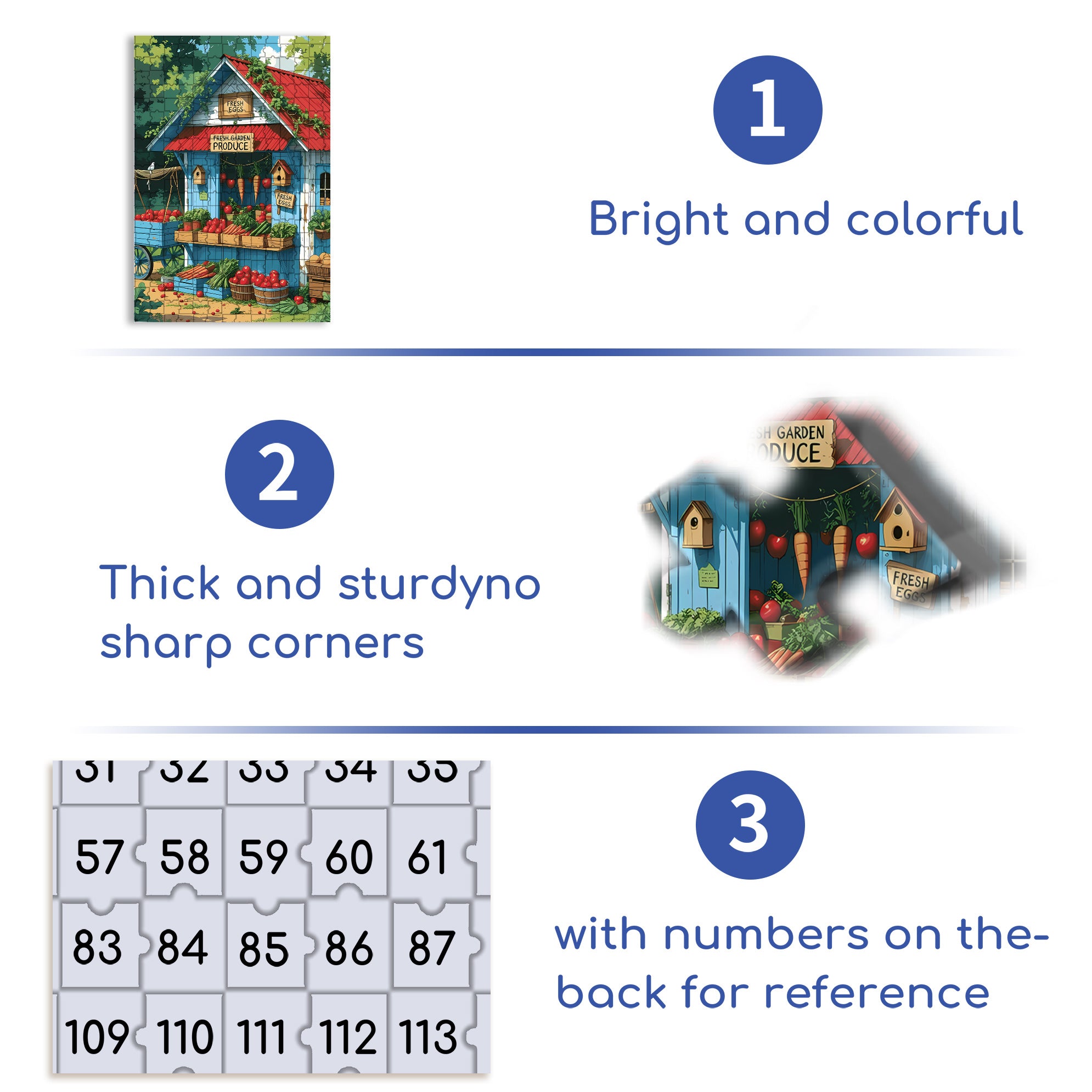 Farm Stand Fresh Produce 500pcs/1000pcs Jigsaw Puzzle, Scratch-Resistant, Interactive Family Game & Brain-Boosting DIY Decor, Perfect for Halloween, Christmas & New Year Gifts, Family Puzzle Game