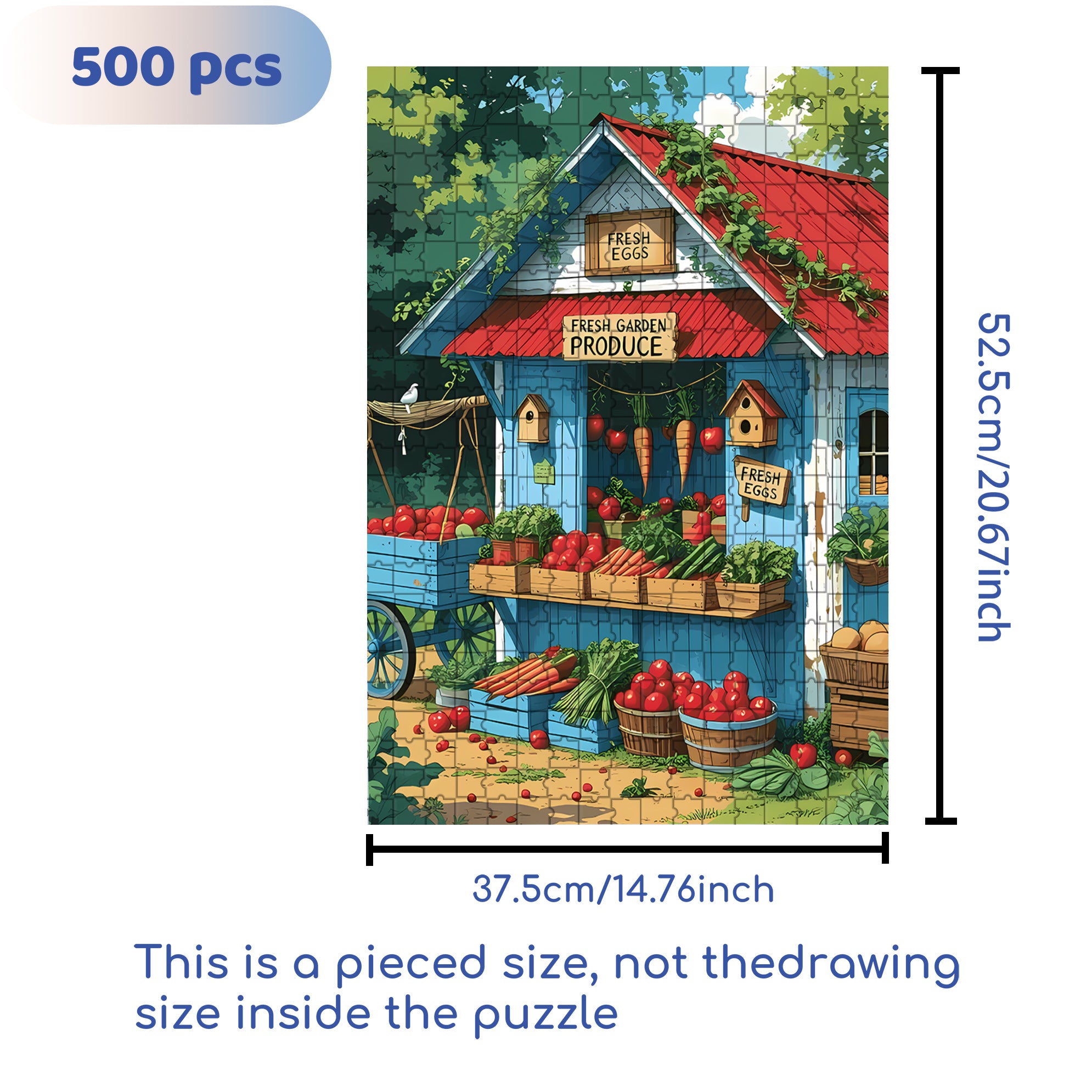 Farm Stand Fresh Produce 500pcs/1000pcs Jigsaw Puzzle, Scratch-Resistant, Interactive Family Game & Brain-Boosting DIY Decor, Perfect for Halloween, Christmas & New Year Gifts, Family Puzzle Game