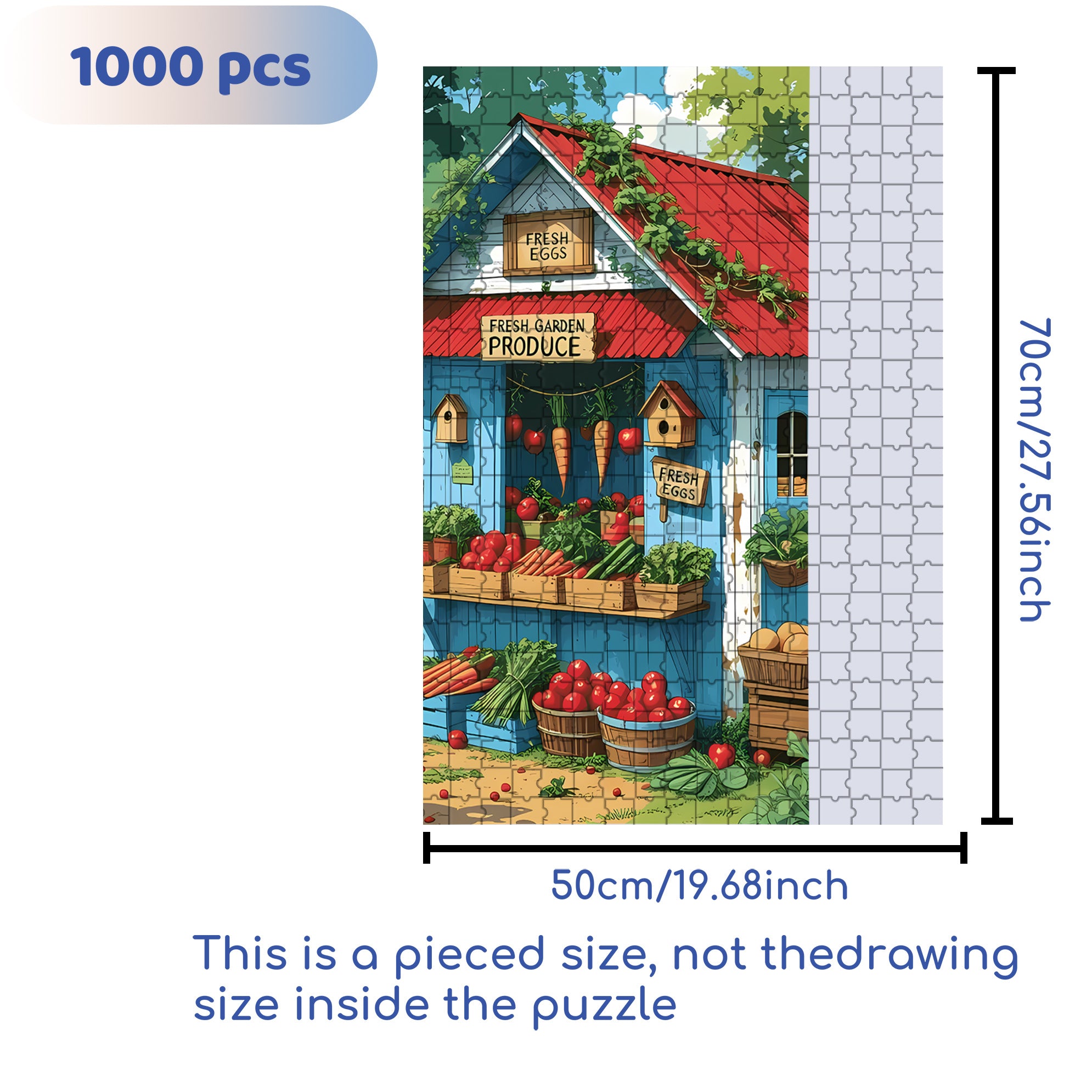 Farm Stand Fresh Produce 500pcs/1000pcs Jigsaw Puzzle, Scratch-Resistant, Interactive Family Game & Brain-Boosting DIY Decor, Perfect for Halloween, Christmas & New Year Gifts, Family Puzzle Game