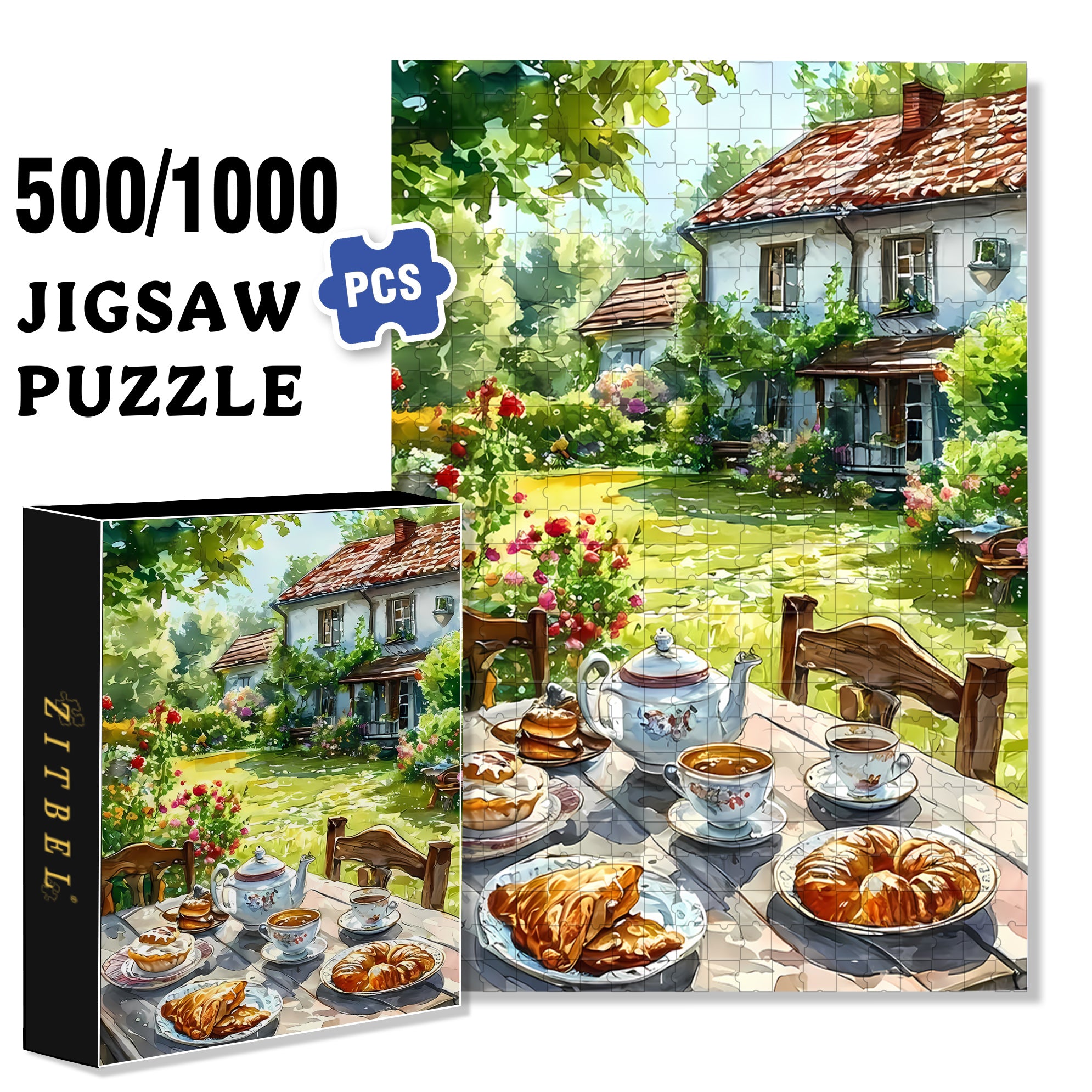 Farmhouse Breakfast 500pcs/1000pcs Jigsaw Puzzle, Scratch-Resistant, Interactive Family Game & Brain-Boosting DIY Decor, Perfect for Halloween, Christmas & New Year Gifts, Family Puzzle Game