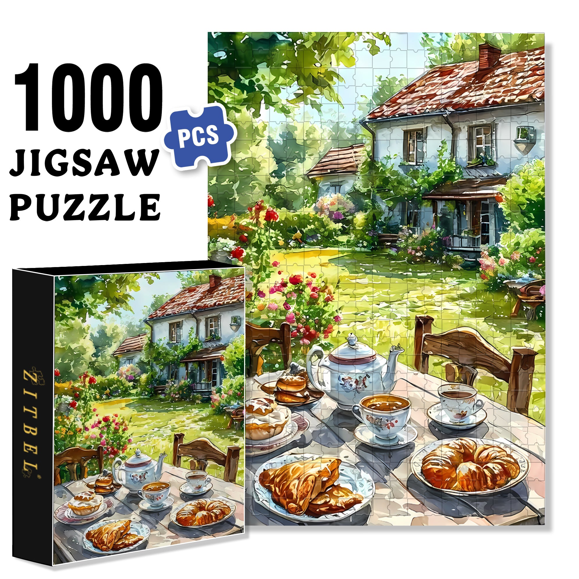 Farmhouse Breakfast 500pcs/1000pcs Jigsaw Puzzle, Scratch-Resistant, Interactive Family Game & Brain-Boosting DIY Decor, Perfect for Halloween, Christmas & New Year Gifts, Family Puzzle Game