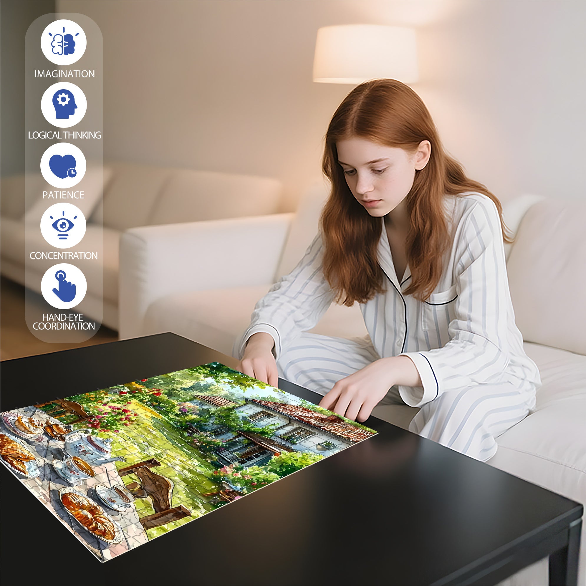 Farmhouse Breakfast 500pcs/1000pcs Jigsaw Puzzle, Scratch-Resistant, Interactive Family Game & Brain-Boosting DIY Decor, Perfect for Halloween, Christmas & New Year Gifts, Family Puzzle Game