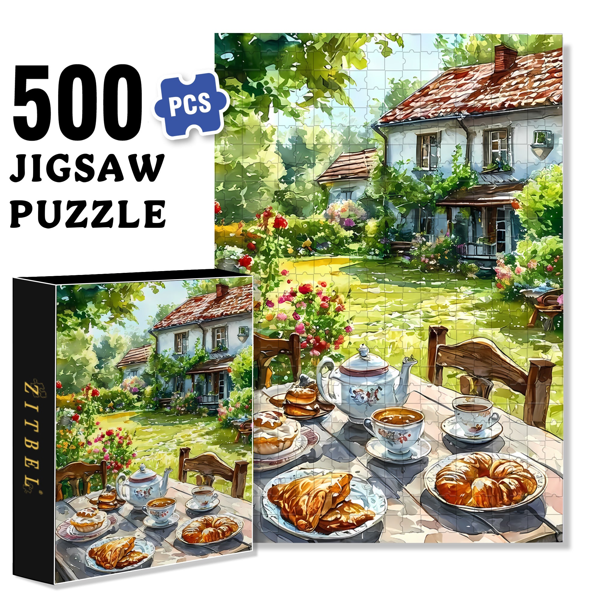 Farmhouse Breakfast 500pcs/1000pcs Jigsaw Puzzle, Scratch-Resistant, Interactive Family Game & Brain-Boosting DIY Decor, Perfect for Halloween, Christmas & New Year Gifts, Family Puzzle Game