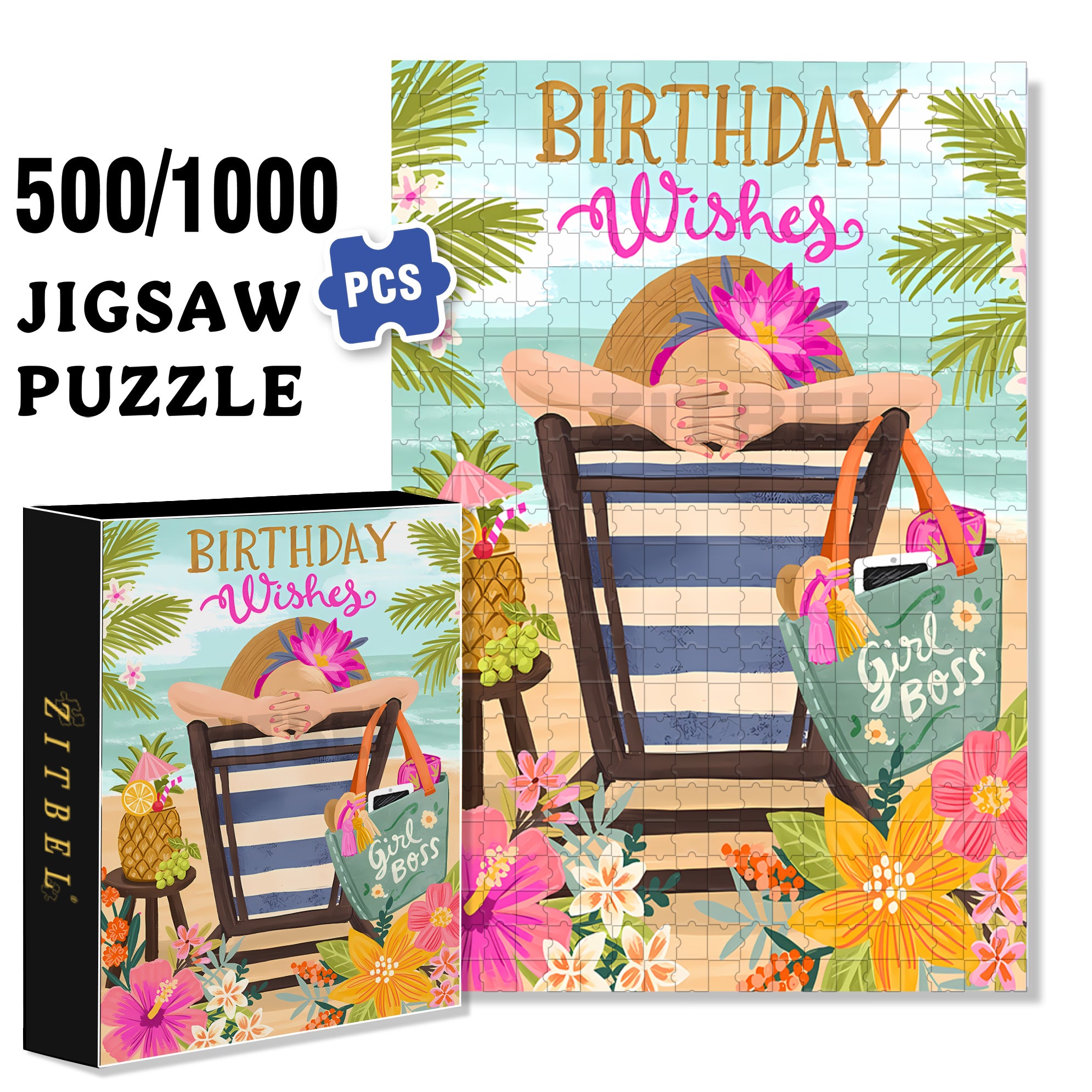 Girl Boss 500pcs/1000pcs Jigsaw Puzzle, Scratch-Resistant, Interactive Family Game & Brain-Boosting DIY Decor, Perfect for Halloween, Christmas & New Year Gifts, Family Puzzle Game