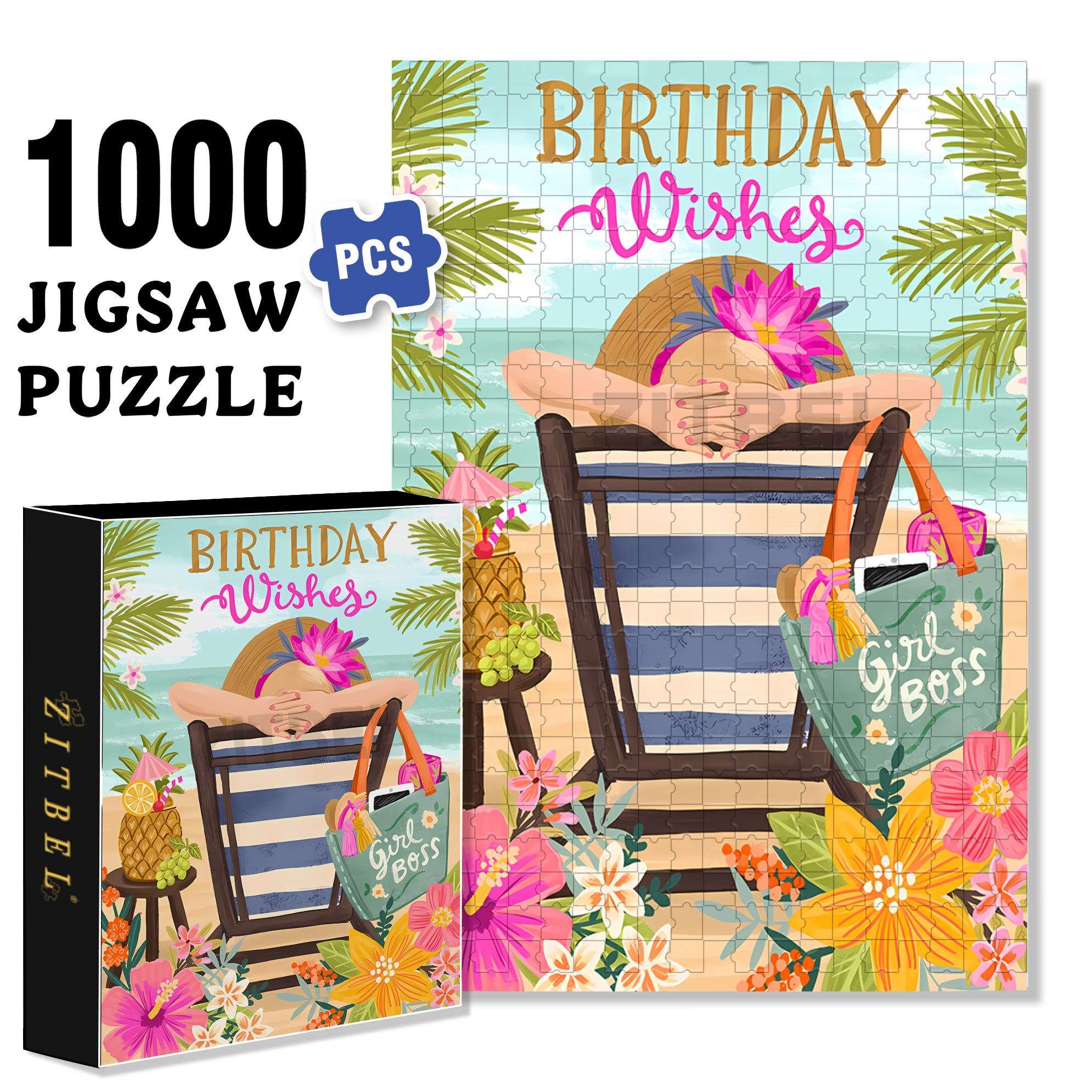 Girl Boss 500pcs/1000pcs Jigsaw Puzzle, Scratch-Resistant, Interactive Family Game & Brain-Boosting DIY Decor, Perfect for Halloween, Christmas & New Year Gifts, Family Puzzle Game