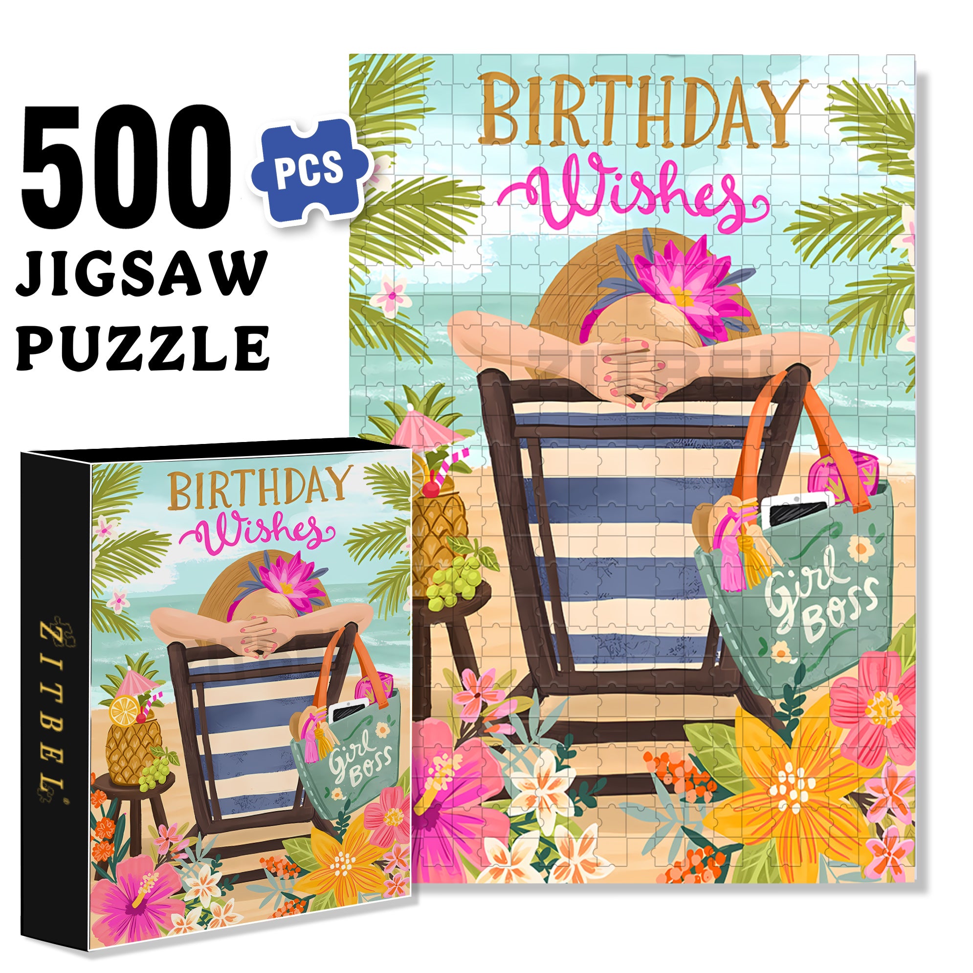 Girl Boss 500pcs/1000pcs Jigsaw Puzzle, Scratch-Resistant, Interactive Family Game & Brain-Boosting DIY Decor, Perfect for Halloween, Christmas & New Year Gifts, Family Puzzle Game