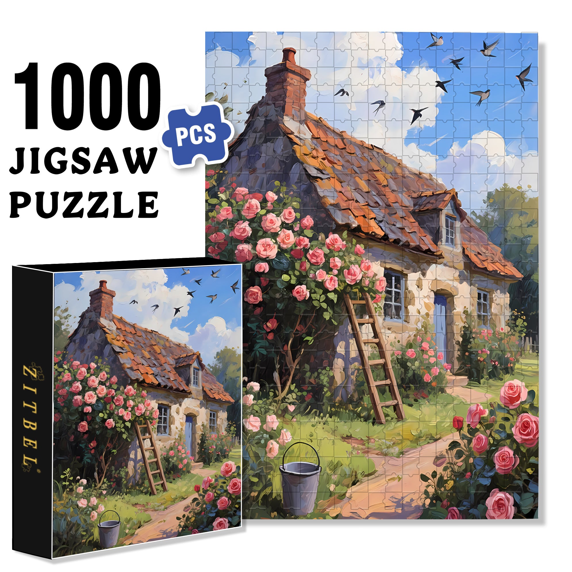 Happy Hometown 500pcs/1000pcs Jigsaw Puzzle, Scratch-Resistant, Interactive Family Game & Brain-Boosting DIY Decor, Perfect for Halloween, Christmas & New Year Gifts, Family Puzzle Game