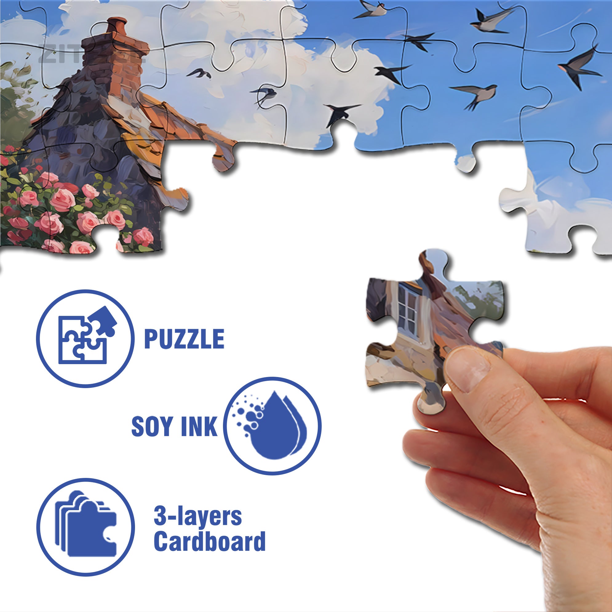 Happy Hometown 500pcs/1000pcs Jigsaw Puzzle, Scratch-Resistant, Interactive Family Game & Brain-Boosting DIY Decor, Perfect for Halloween, Christmas & New Year Gifts, Family Puzzle Game