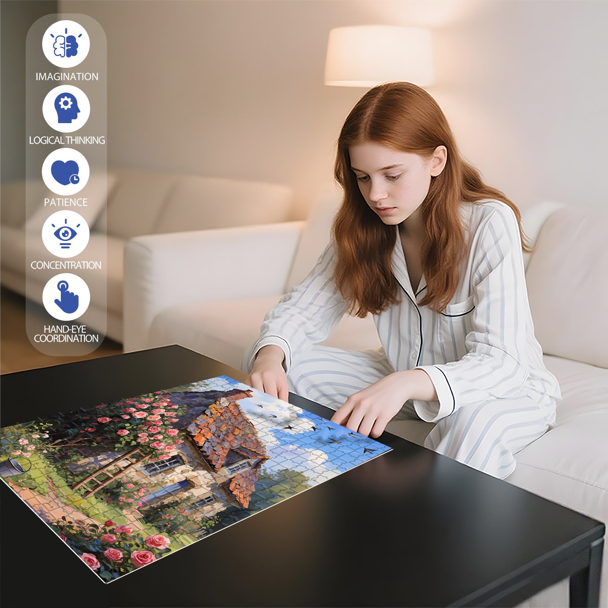 Happy Hometown 500pcs/1000pcs Jigsaw Puzzle, Scratch-Resistant, Interactive Family Game & Brain-Boosting DIY Decor, Perfect for Halloween, Christmas & New Year Gifts, Family Puzzle Game