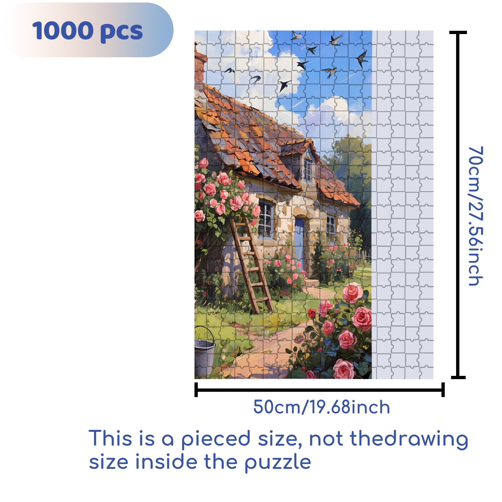 Happy Hometown 500pcs/1000pcs Jigsaw Puzzle, Scratch-Resistant, Interactive Family Game & Brain-Boosting DIY Decor, Perfect for Halloween, Christmas & New Year Gifts, Family Puzzle Game