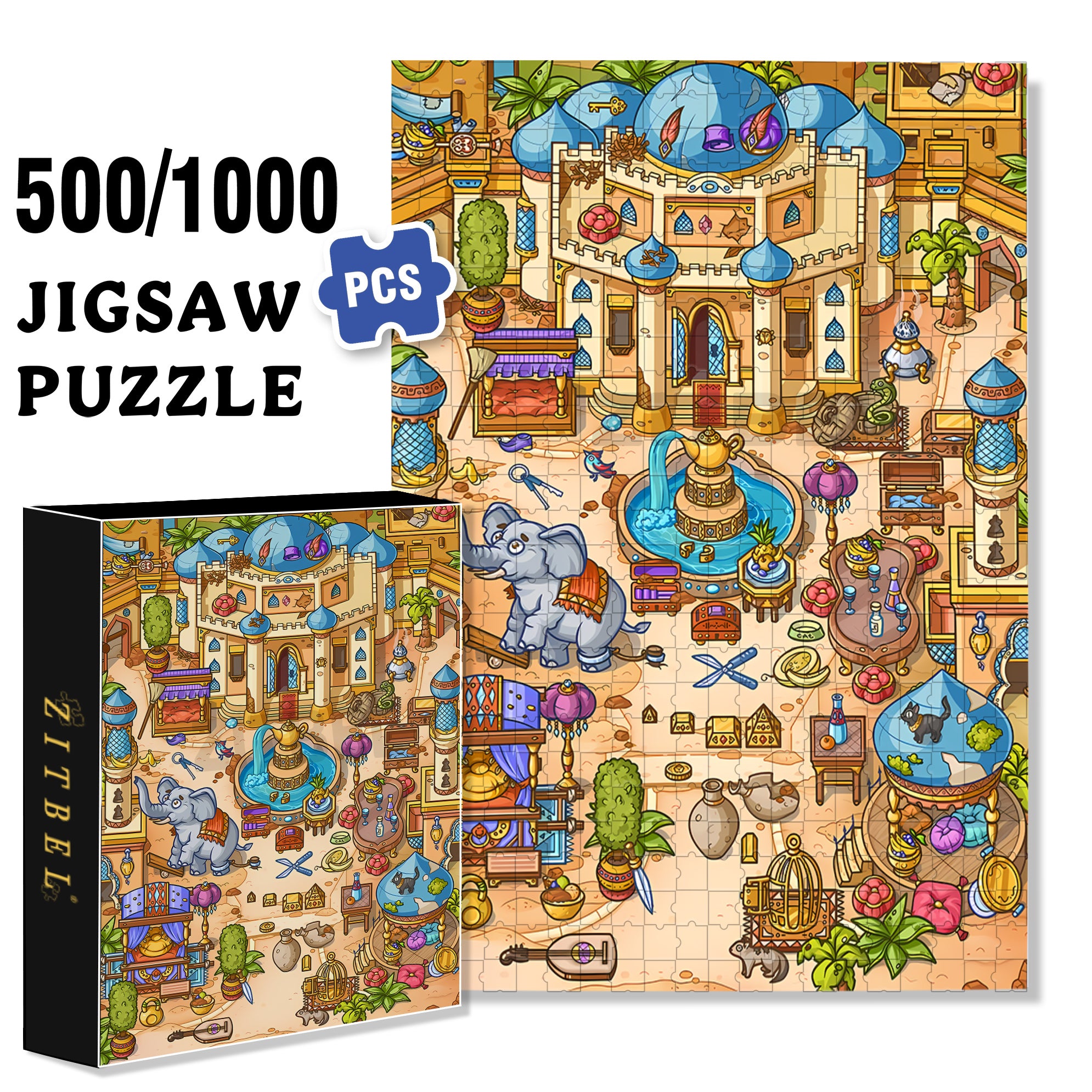 Hidden Objects Location 500pcs/1000pcs Jigsaw Puzzle, Scratch-Resistant, Interactive Family Game & Brain-Boosting DIY Decor, Perfect for Halloween, Christmas & New Year Gifts, Family Puzzle Game