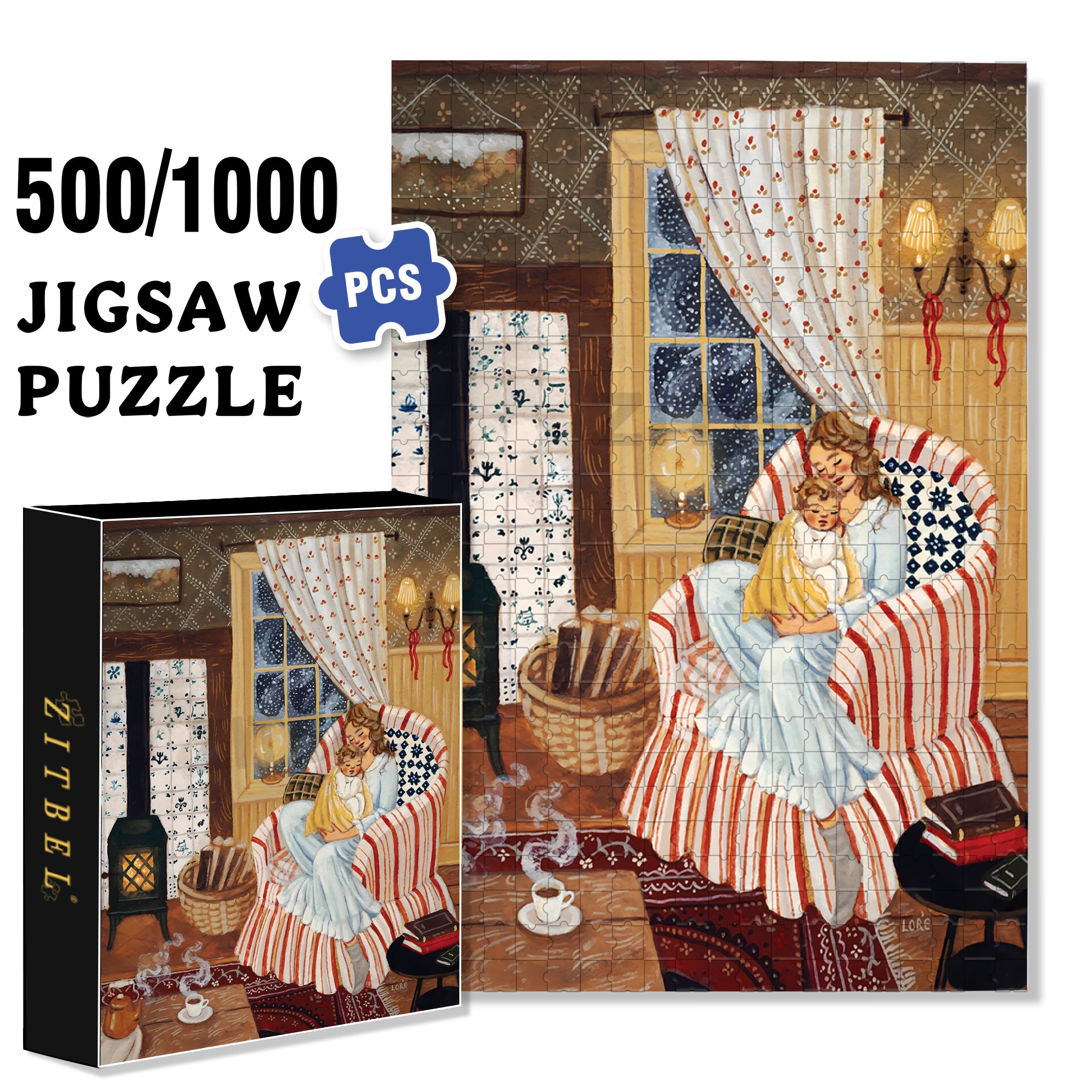 Hug 500pcs/1000pcs Jigsaw Puzzle, Scratch-Resistant, Interactive Family Game & Brain-Boosting DIY Decor, Perfect for Halloween, Christmas & New Year Gifts, Family Puzzle Game