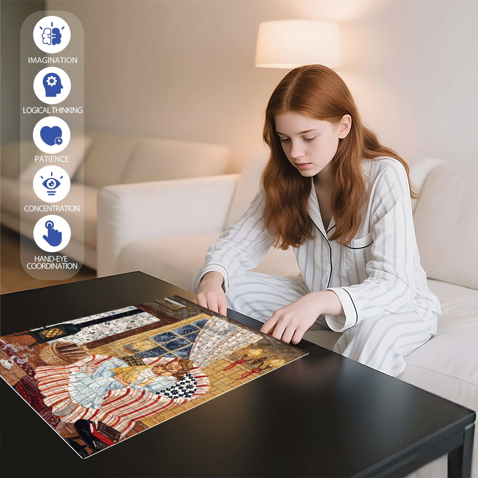 Hug 500pcs/1000pcs Jigsaw Puzzle, Scratch-Resistant, Interactive Family Game & Brain-Boosting DIY Decor, Perfect for Halloween, Christmas & New Year Gifts, Family Puzzle Game