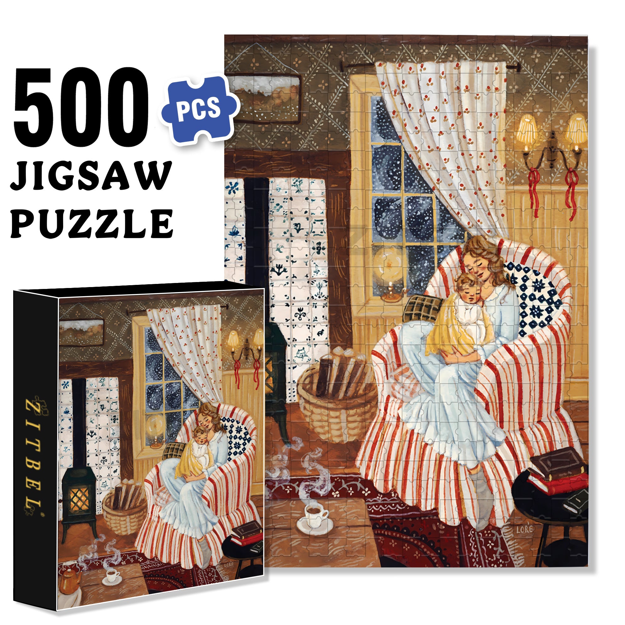 Hug 500pcs/1000pcs Jigsaw Puzzle, Scratch-Resistant, Interactive Family Game & Brain-Boosting DIY Decor, Perfect for Halloween, Christmas & New Year Gifts, Family Puzzle Game
