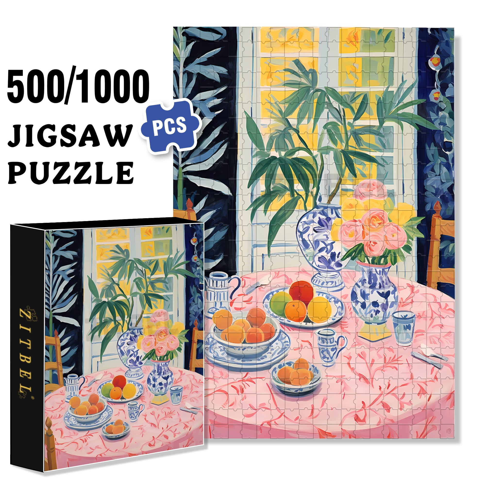 Kitchen Table 500pcs/1000pcs Jigsaw Puzzle, Scratch-Resistant, Interactive Family Game & Brain-Boosting DIY Decor, Perfect for Halloween, Christmas & New Year Gifts, Family Puzzle Game