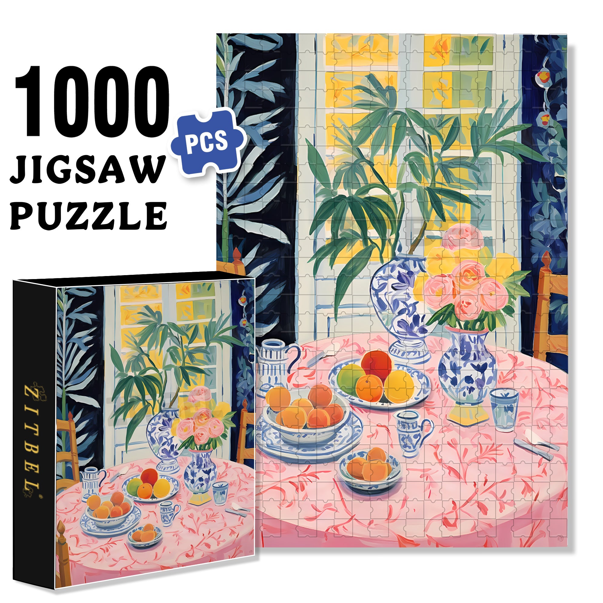 Kitchen Table 500pcs/1000pcs Jigsaw Puzzle, Scratch-Resistant, Interactive Family Game & Brain-Boosting DIY Decor, Perfect for Halloween, Christmas & New Year Gifts, Family Puzzle Game