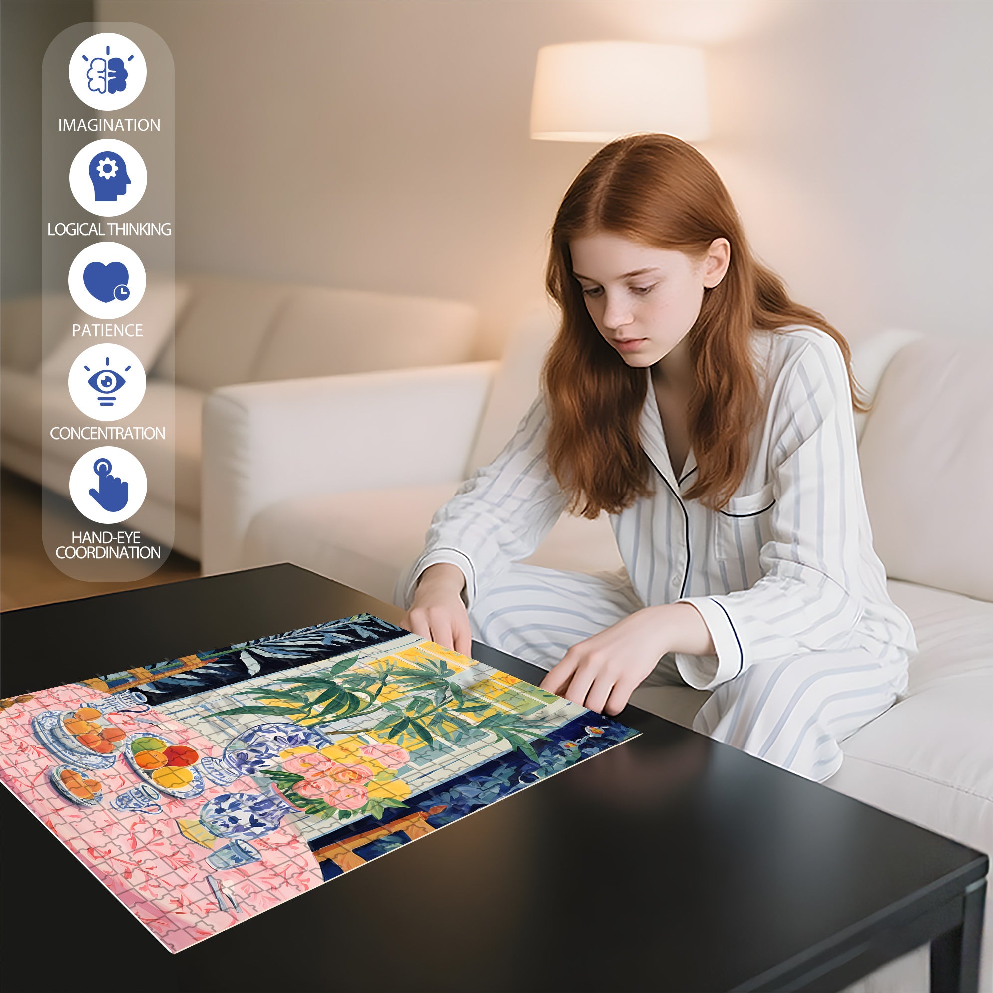 Kitchen Table 500pcs/1000pcs Jigsaw Puzzle, Scratch-Resistant, Interactive Family Game & Brain-Boosting DIY Decor, Perfect for Halloween, Christmas & New Year Gifts, Family Puzzle Game