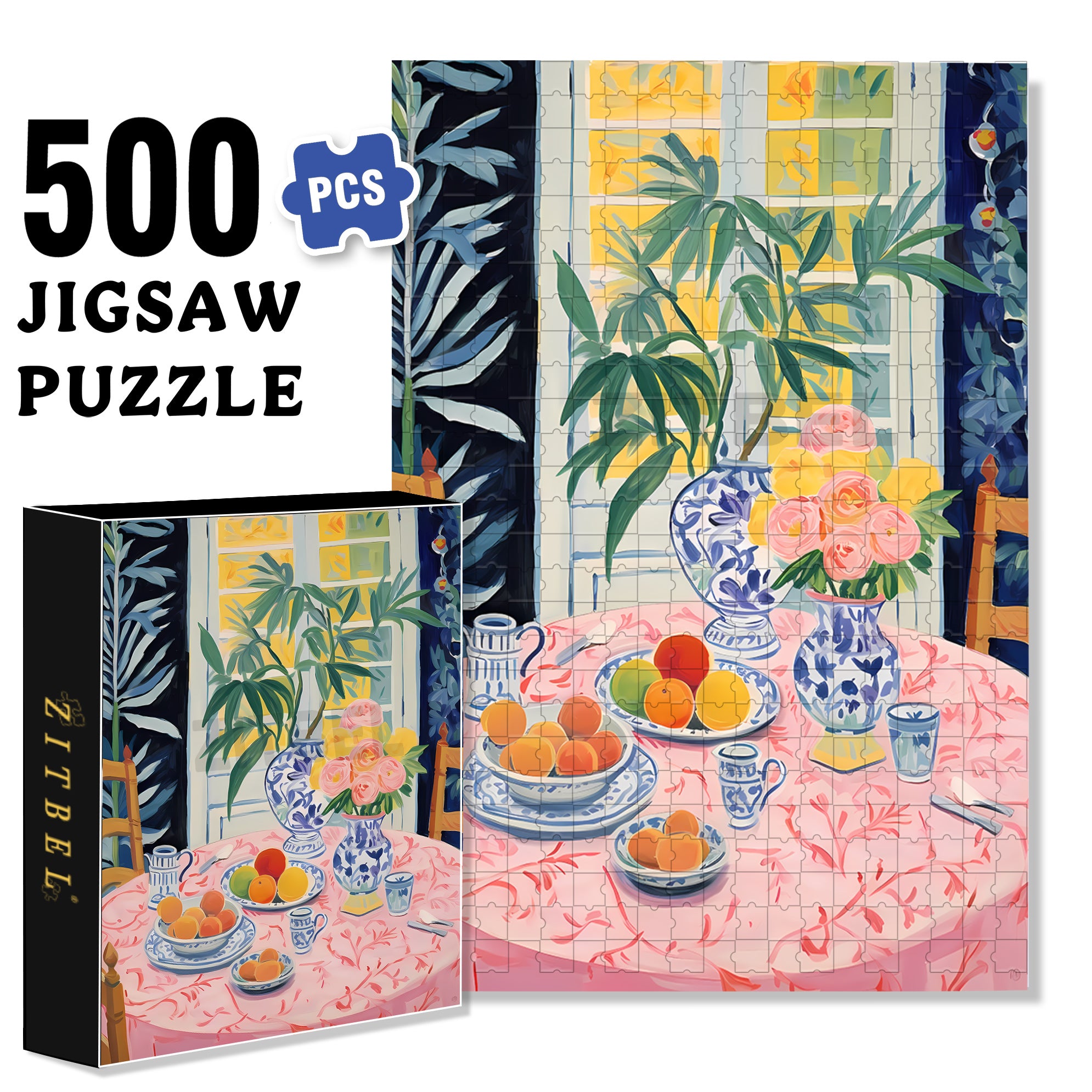 Kitchen Table 500pcs/1000pcs Jigsaw Puzzle, Scratch-Resistant, Interactive Family Game & Brain-Boosting DIY Decor, Perfect for Halloween, Christmas & New Year Gifts, Family Puzzle Game