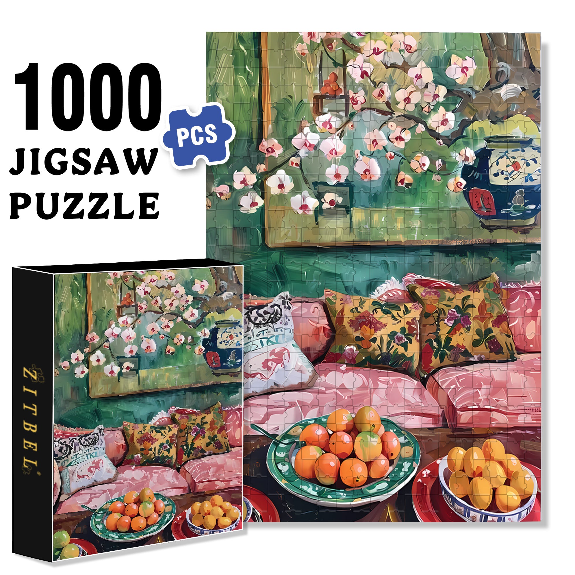 Living Room 500pcs/1000pcs Jigsaw Puzzle, Scratch-Resistant, Interactive Family Game & Brain-Boosting DIY Decor, Perfect for Halloween, Christmas & New Year Gifts, Family Puzzle Game
