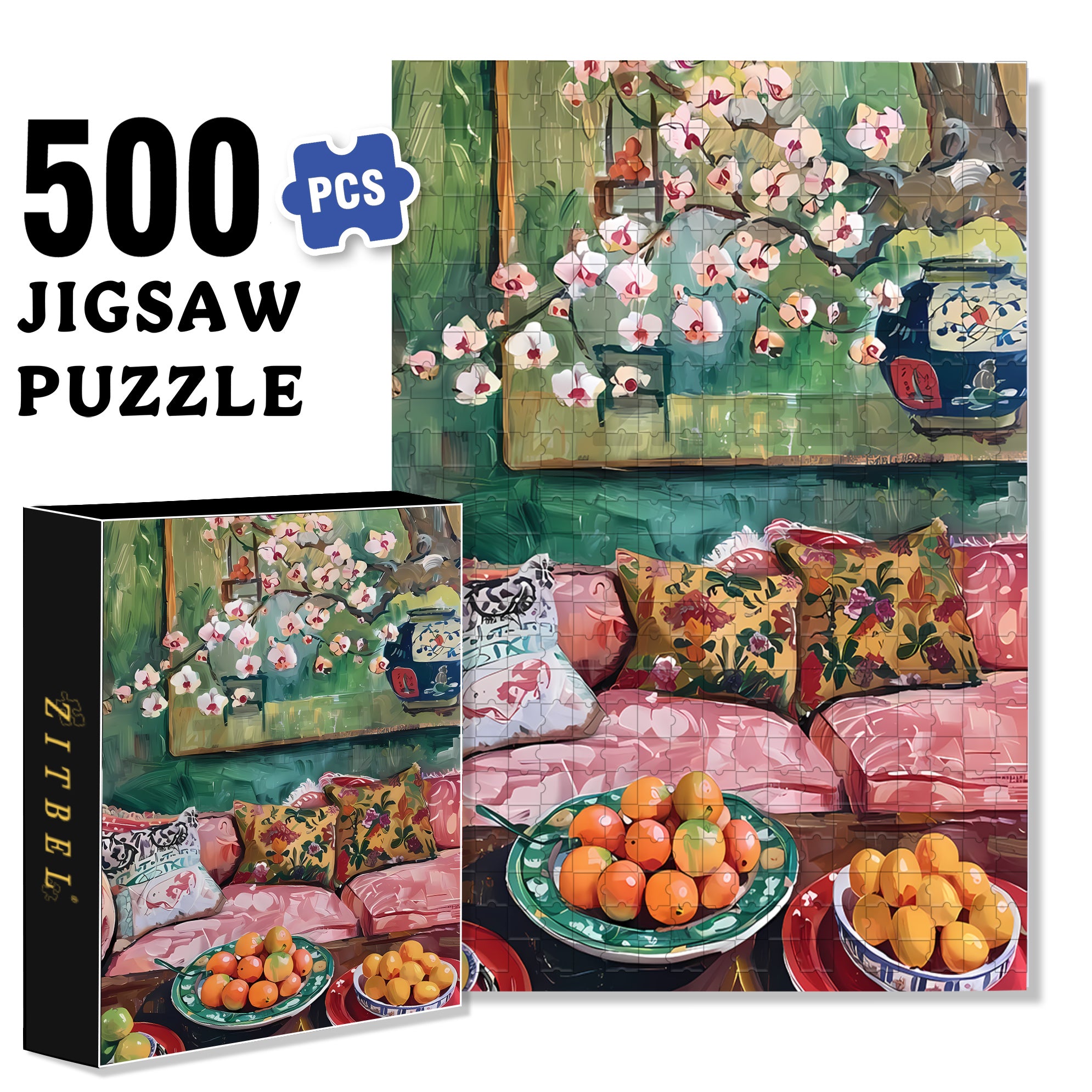 Living Room 500pcs/1000pcs Jigsaw Puzzle, Scratch-Resistant, Interactive Family Game & Brain-Boosting DIY Decor, Perfect for Halloween, Christmas & New Year Gifts, Family Puzzle Game