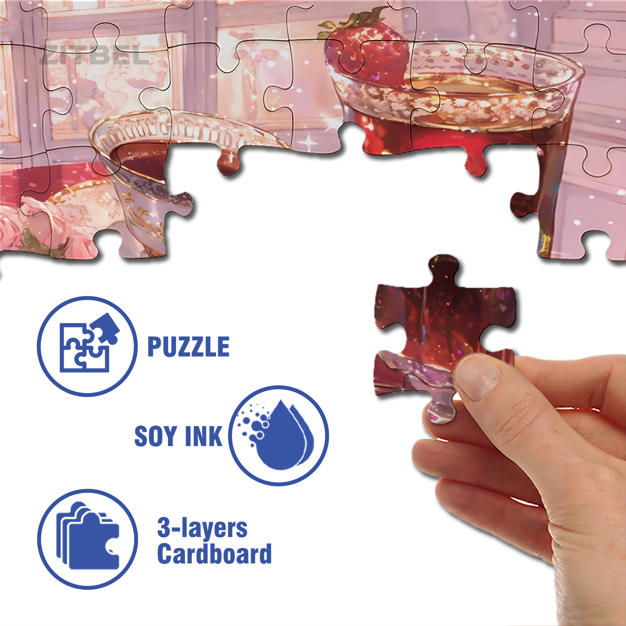 Love's Afternoon Tea 500pcs/1000pcs Jigsaw Puzzle, Scratch-Resistant, Interactive Family Game & Brain-Boosting DIY Decor, Perfect for Halloween, Christmas & New Year Gifts, Family Puzzle Game