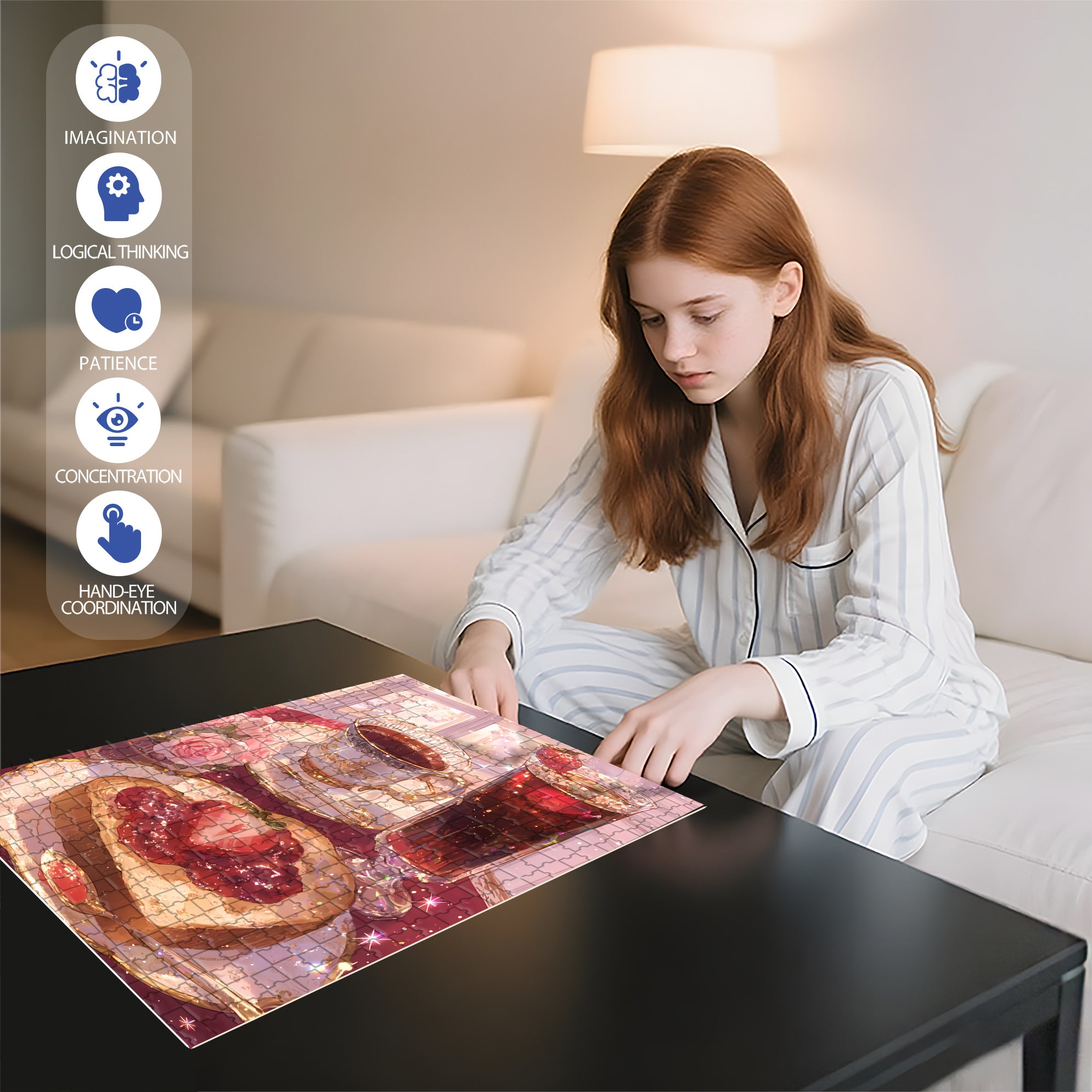 Love's Afternoon Tea 500pcs/1000pcs Jigsaw Puzzle, Scratch-Resistant, Interactive Family Game & Brain-Boosting DIY Decor, Perfect for Halloween, Christmas & New Year Gifts, Family Puzzle Game