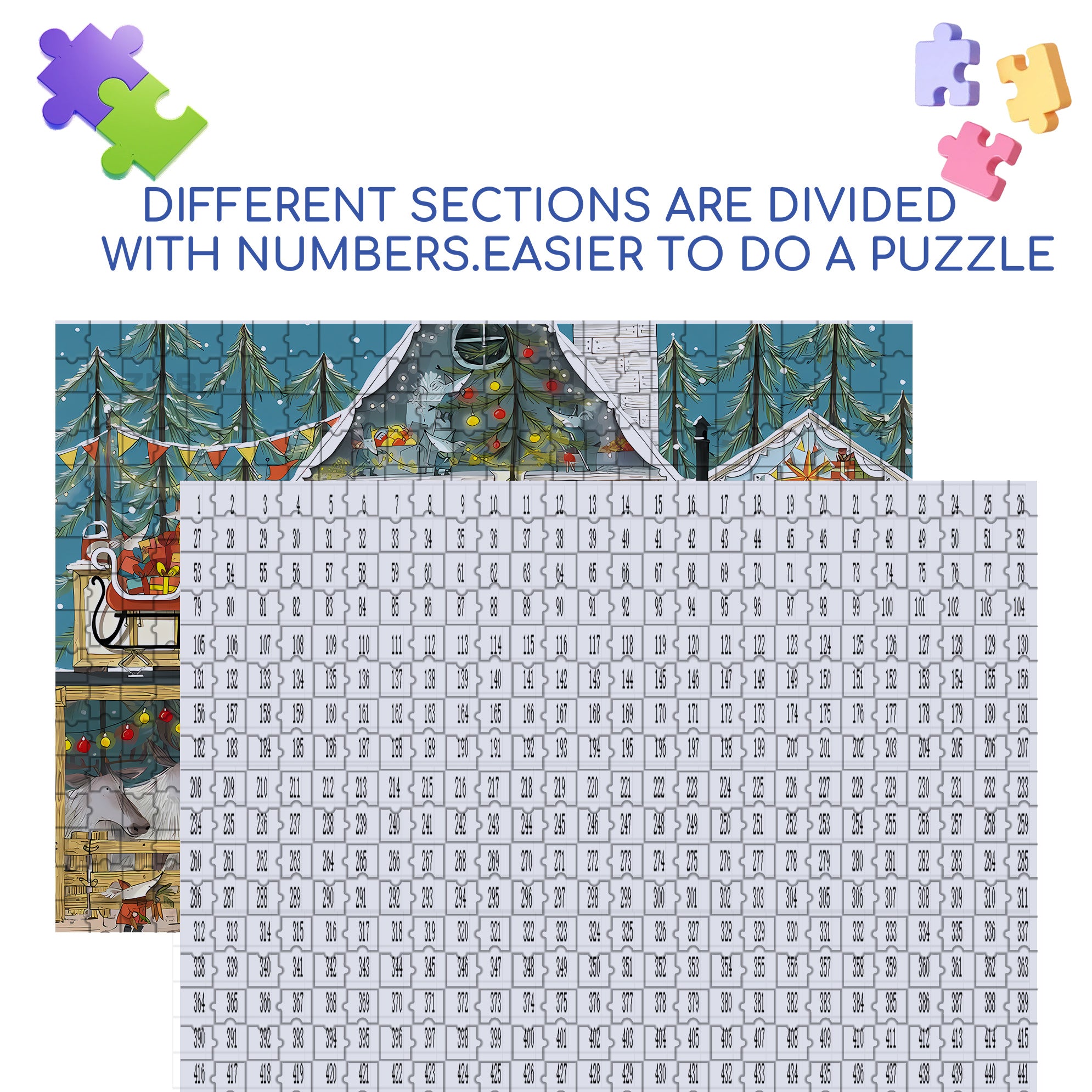 On Christmas Day 500pcs/1000pcs Jigsaw Puzzle, Scratch-Resistant, Interactive Family Game & Brain-Boosting DIY Decor, Perfect for Halloween, Christmas & New Year Gifts, Family Puzzle Game