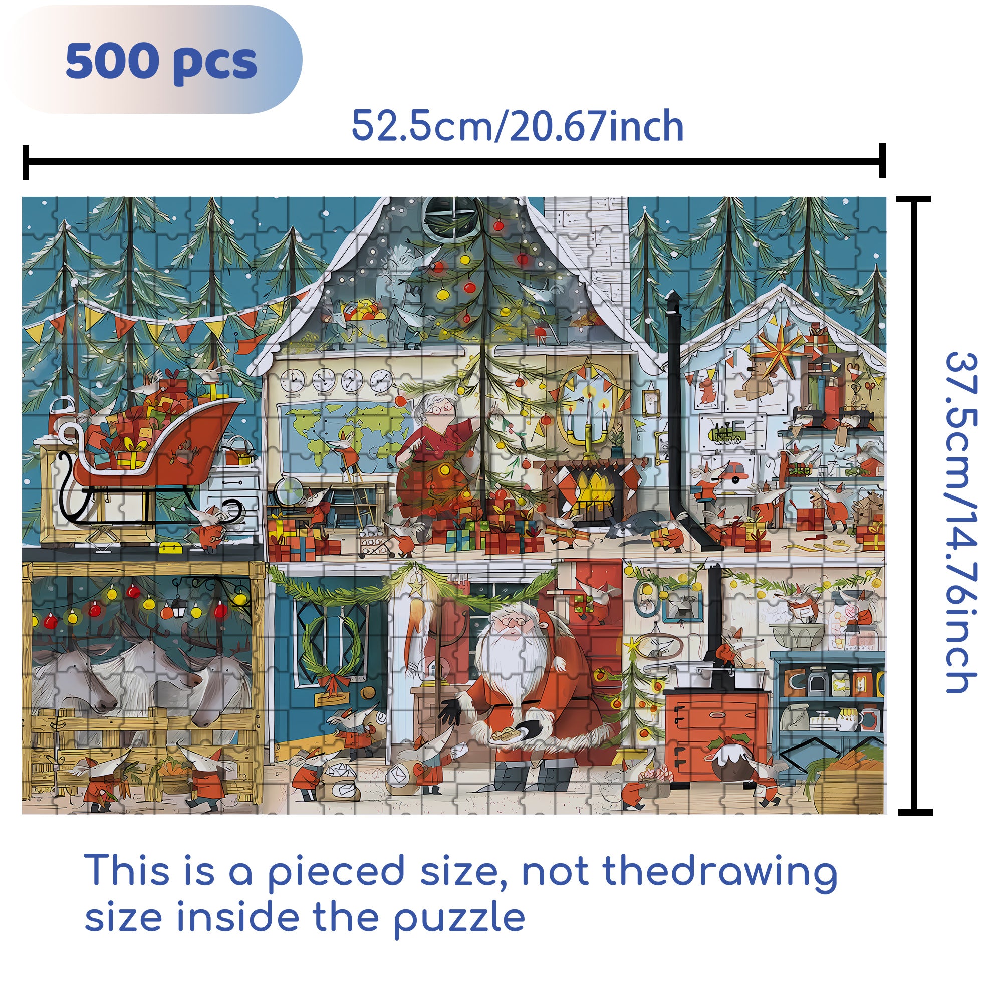 On Christmas Day 500pcs/1000pcs Jigsaw Puzzle, Scratch-Resistant, Interactive Family Game & Brain-Boosting DIY Decor, Perfect for Halloween, Christmas & New Year Gifts, Family Puzzle Game