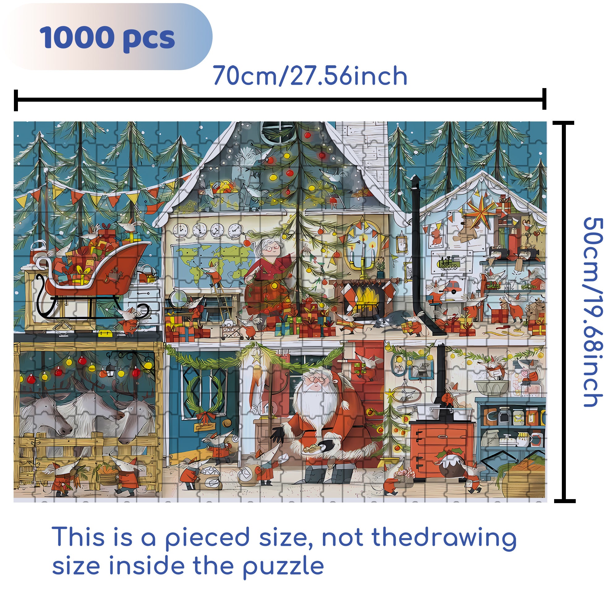 On Christmas Day 500pcs/1000pcs Jigsaw Puzzle, Scratch-Resistant, Interactive Family Game & Brain-Boosting DIY Decor, Perfect for Halloween, Christmas & New Year Gifts, Family Puzzle Game