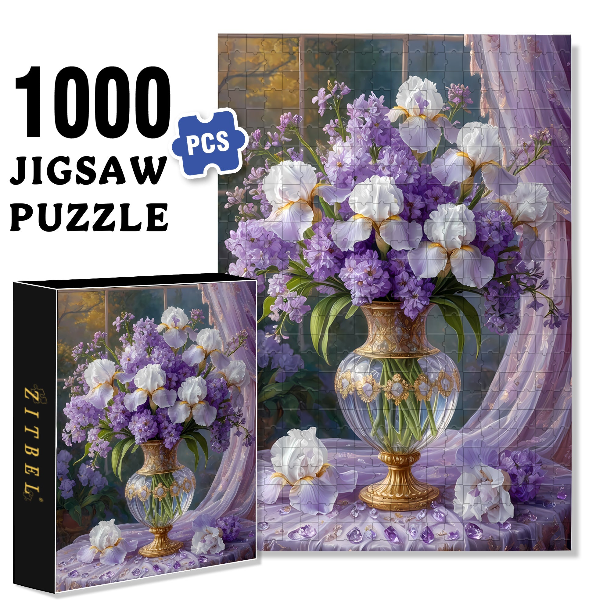 Purple Tones 500pcs/1000pcs Jigsaw Puzzle, Scratch-Resistant, Interactive Family Game & Brain-Boosting DIY Decor, Perfect for Halloween, Christmas & New Year Gifts, Family Puzzle Game