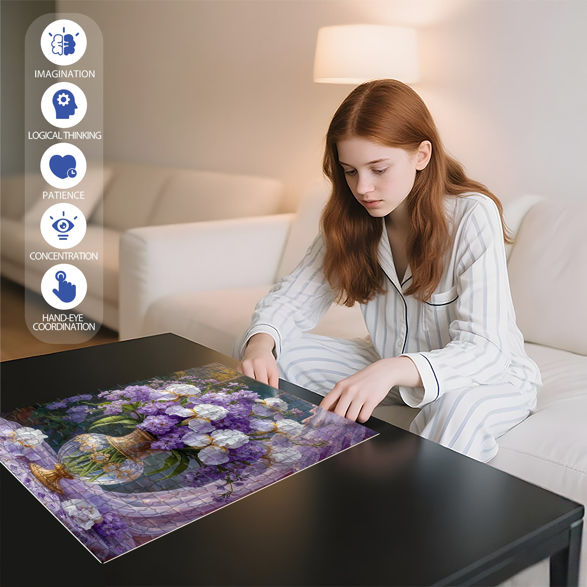 Purple Tones 500pcs/1000pcs Jigsaw Puzzle, Scratch-Resistant, Interactive Family Game & Brain-Boosting DIY Decor, Perfect for Halloween, Christmas & New Year Gifts, Family Puzzle Game