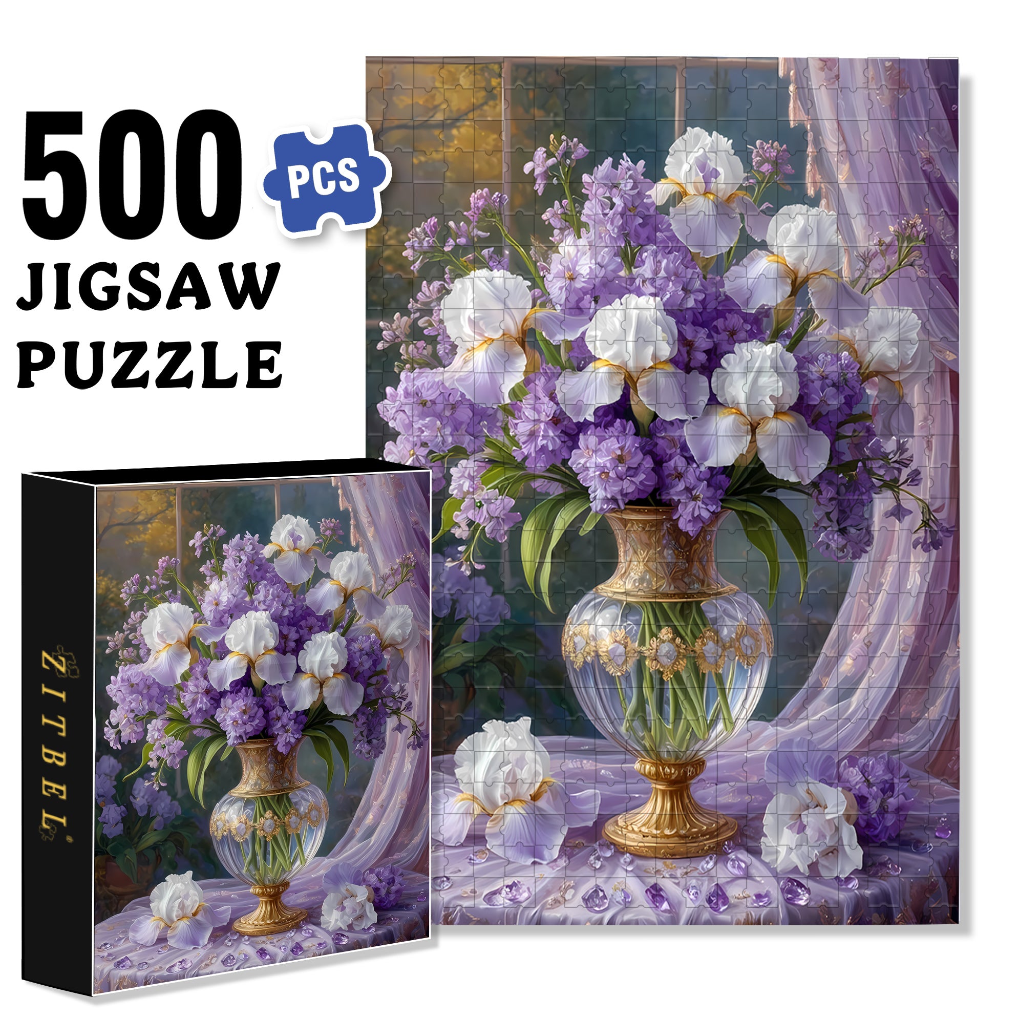 Purple Tones 500pcs/1000pcs Jigsaw Puzzle, Scratch-Resistant, Interactive Family Game & Brain-Boosting DIY Decor, Perfect for Halloween, Christmas & New Year Gifts, Family Puzzle Game