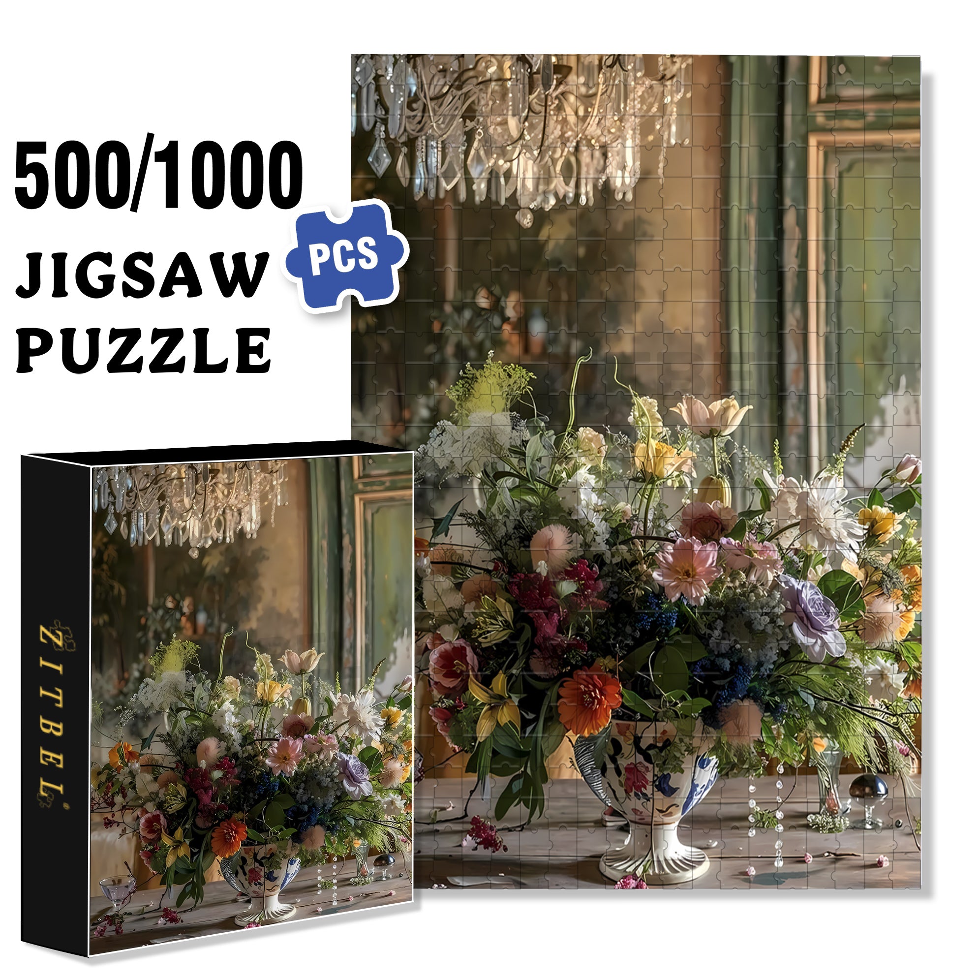 Retro Style 500pcs/1000pcs Jigsaw Puzzle, Scratch-Resistant, Interactive Family Game & Brain-Boosting DIY Decor, Perfect for Halloween, Christmas & New Year Gifts, Family Puzzle Game