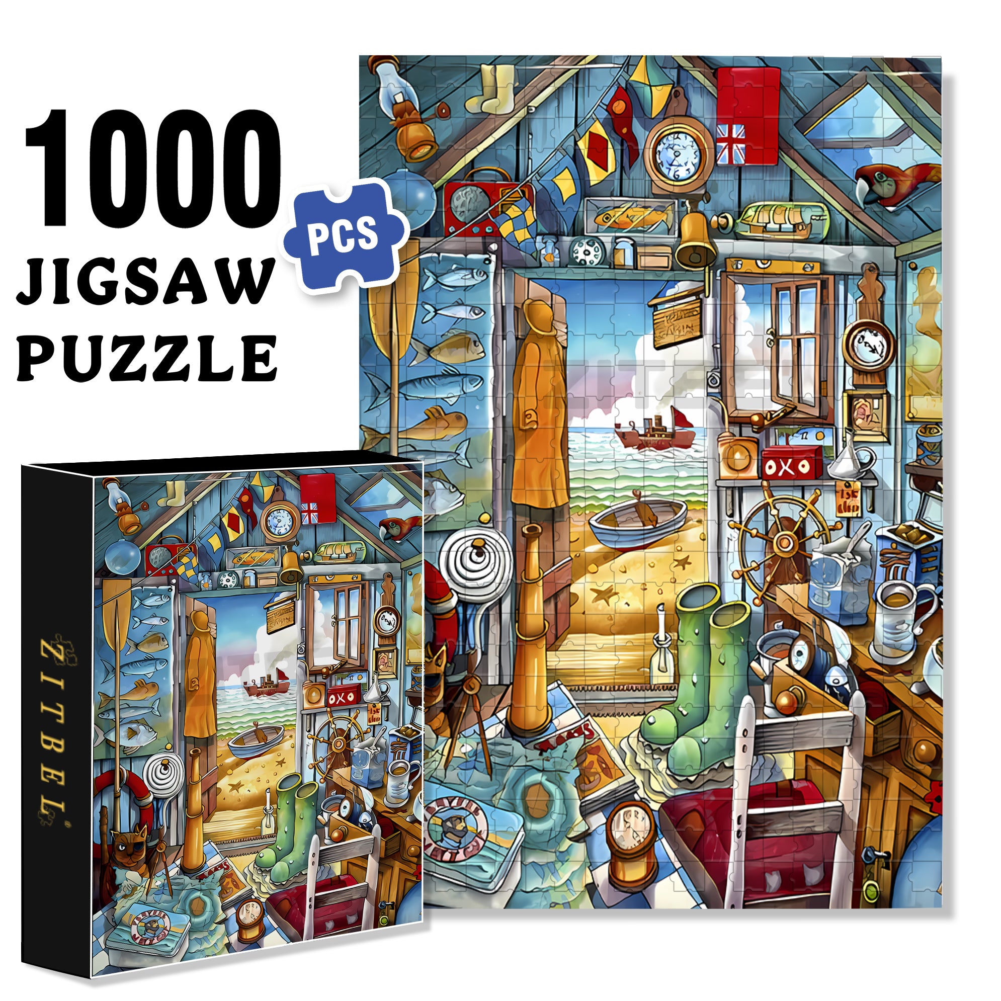 Sandbeach 500pcs/1000pcs Jigsaw Puzzle, Scratch-Resistant, Interactive Family Game & Brain-Boosting DIY Decor, Perfect for Halloween, Christmas & New Year Gifts, Family Puzzle Game