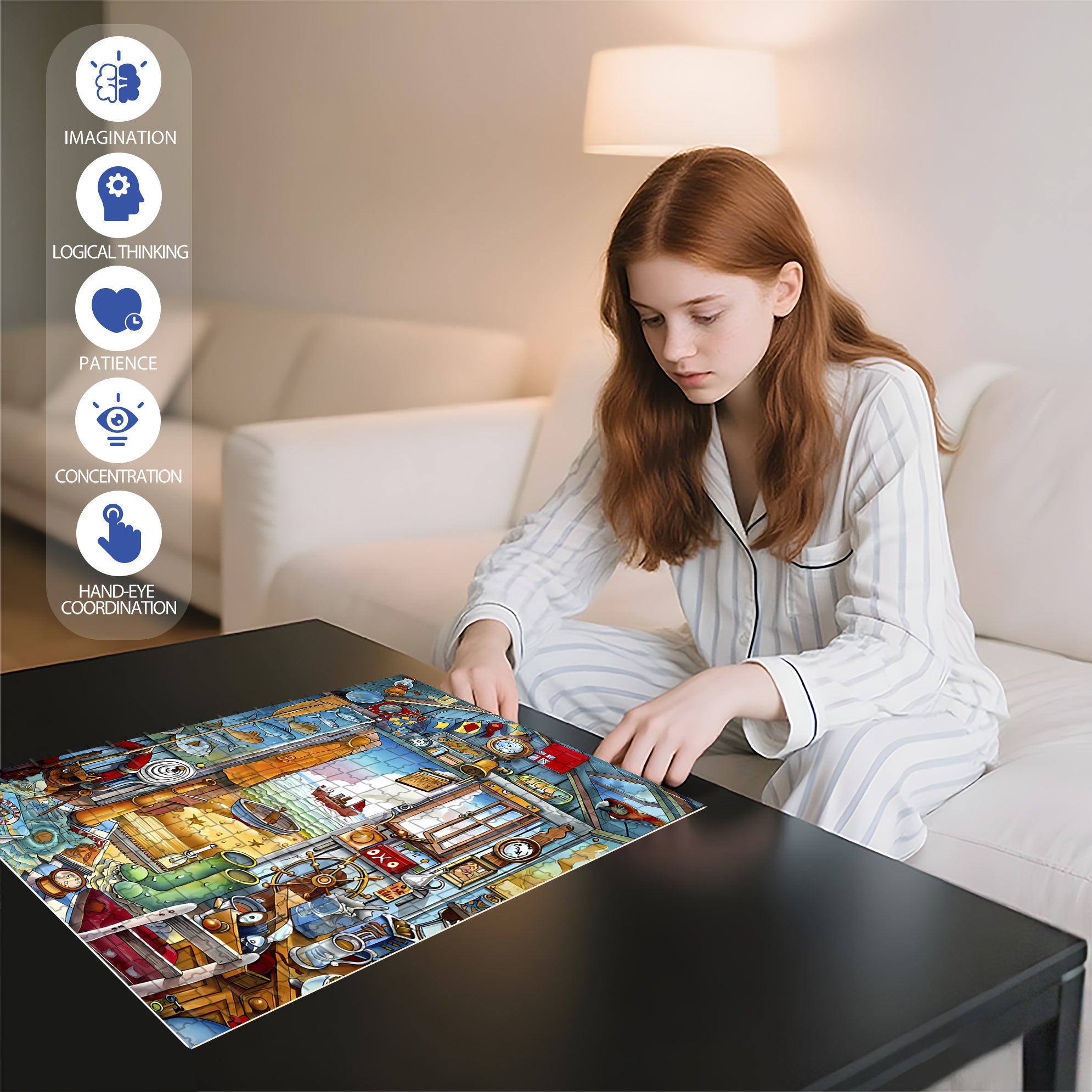 Sandbeach 500pcs/1000pcs Jigsaw Puzzle, Scratch-Resistant, Interactive Family Game & Brain-Boosting DIY Decor, Perfect for Halloween, Christmas & New Year Gifts, Family Puzzle Game