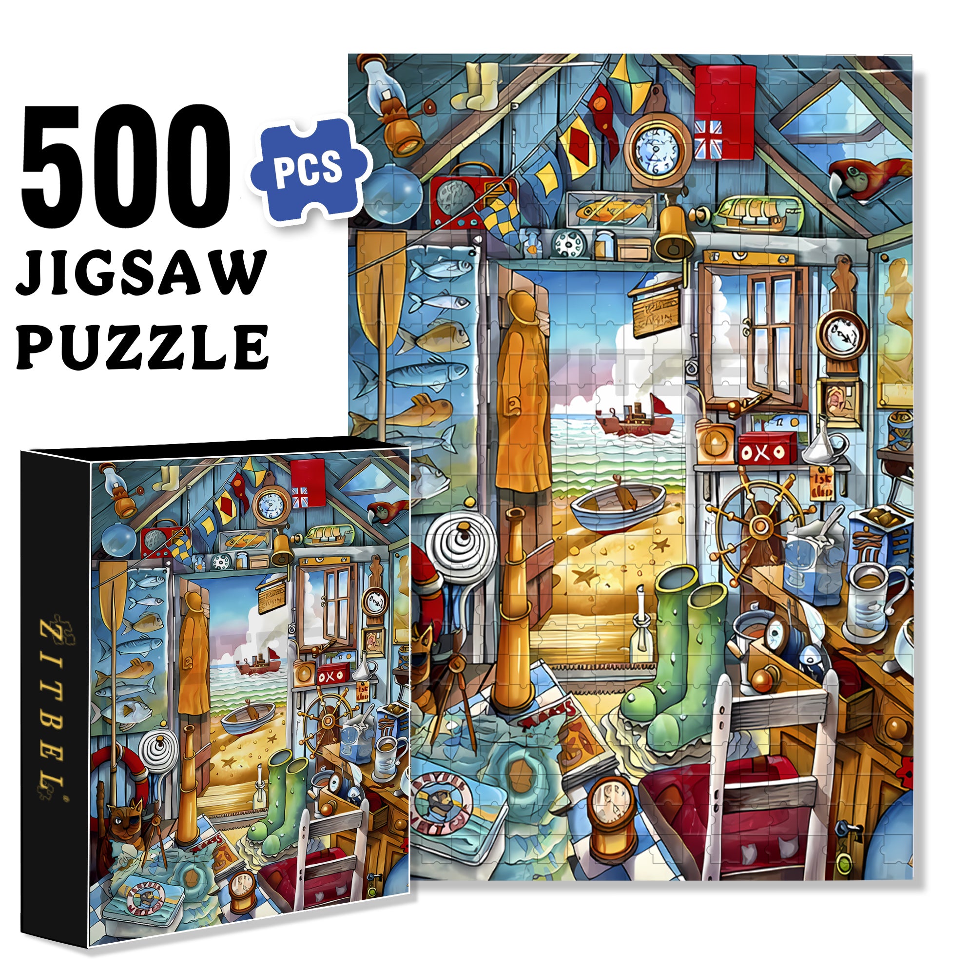 Sandbeach 500pcs/1000pcs Jigsaw Puzzle, Scratch-Resistant, Interactive Family Game & Brain-Boosting DIY Decor, Perfect for Halloween, Christmas & New Year Gifts, Family Puzzle Game