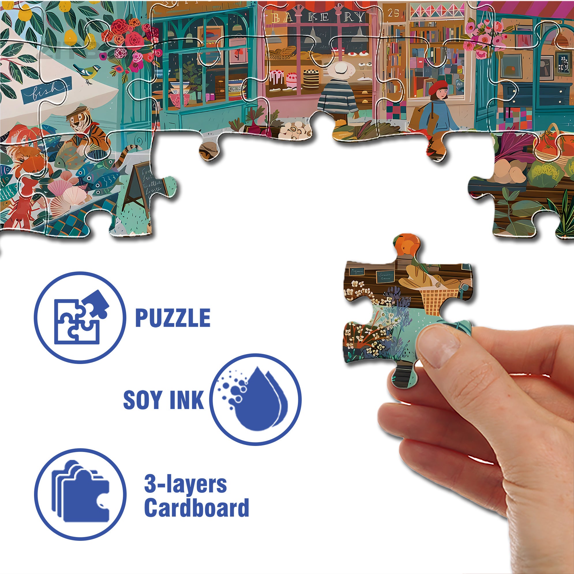 Shopping Day 500pcs/1000pcs Jigsaw Puzzle, Scratch-Resistant, Interactive Family Game & Brain-Boosting DIY Decor, Perfect for Halloween, Christmas & New Year Gifts, Family Puzzle Game