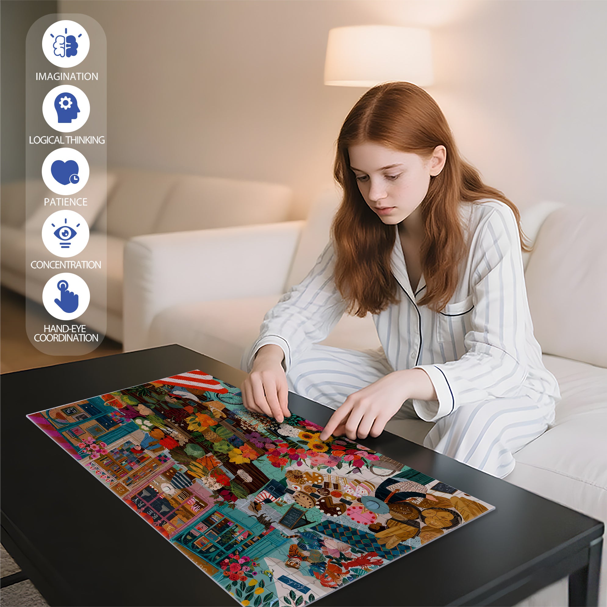 Shopping Day 500pcs/1000pcs Jigsaw Puzzle, Scratch-Resistant, Interactive Family Game & Brain-Boosting DIY Decor, Perfect for Halloween, Christmas & New Year Gifts, Family Puzzle Game