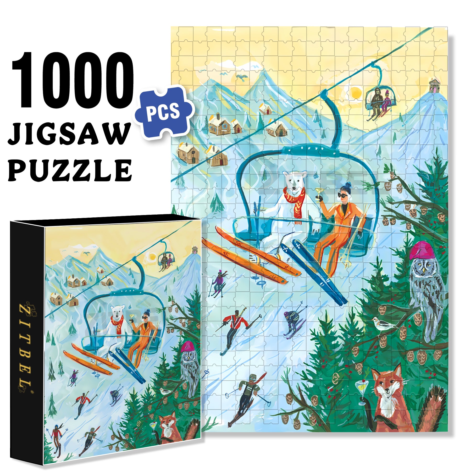 Sleigh 500pcs/1000pcs Jigsaw Puzzle, Scratch-Resistant, Interactive Family Game & Brain-Boosting DIY Decor, Perfect for Halloween, Christmas & New Year Gifts, Family Puzzle Game